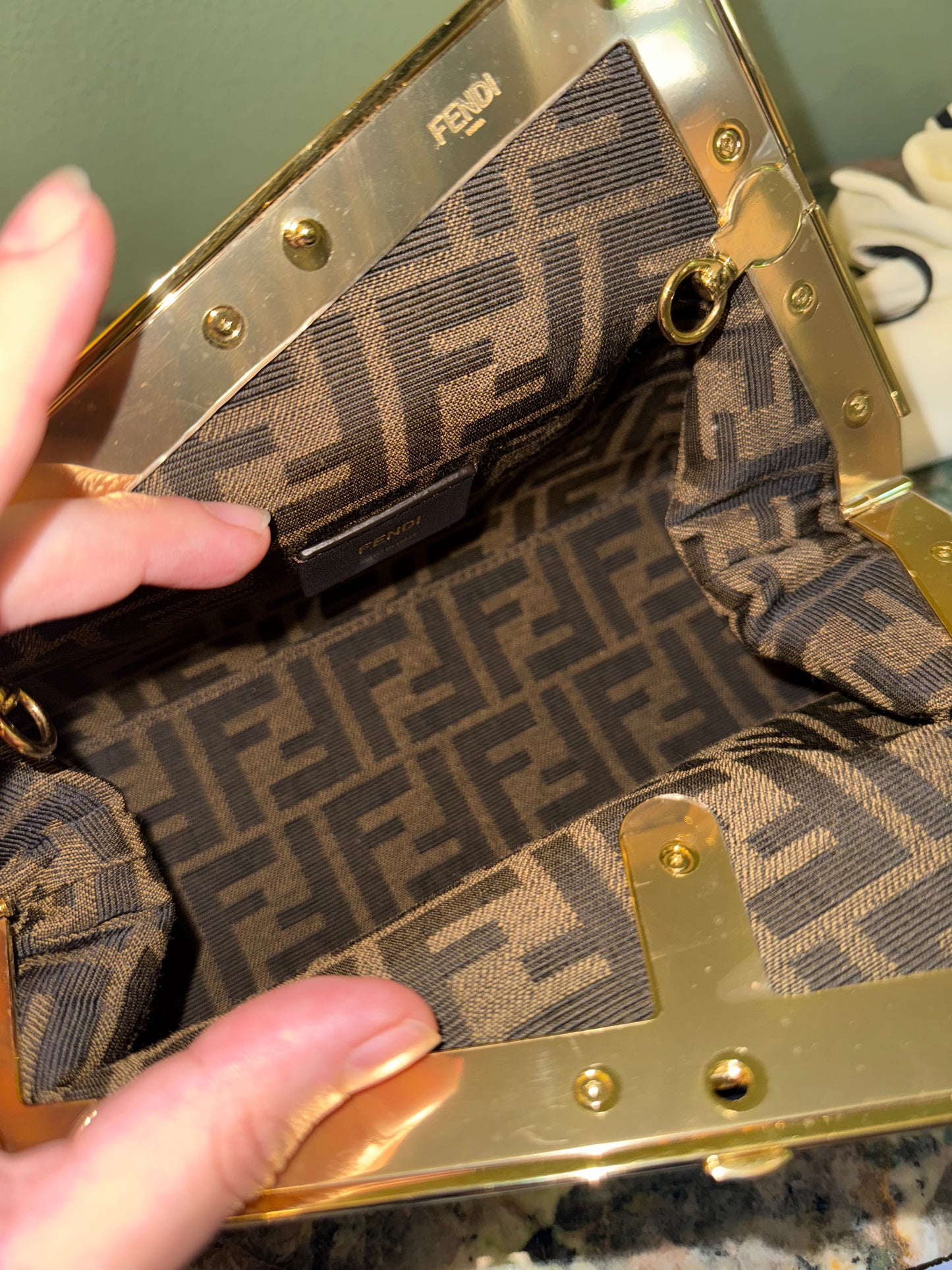 FENDI STRIPED SMALL FIRST CROSSBODY BAG
