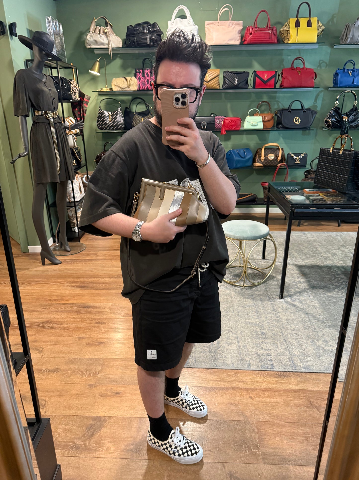FENDI STRIPED SMALL FIRST CROSSBODY BAG