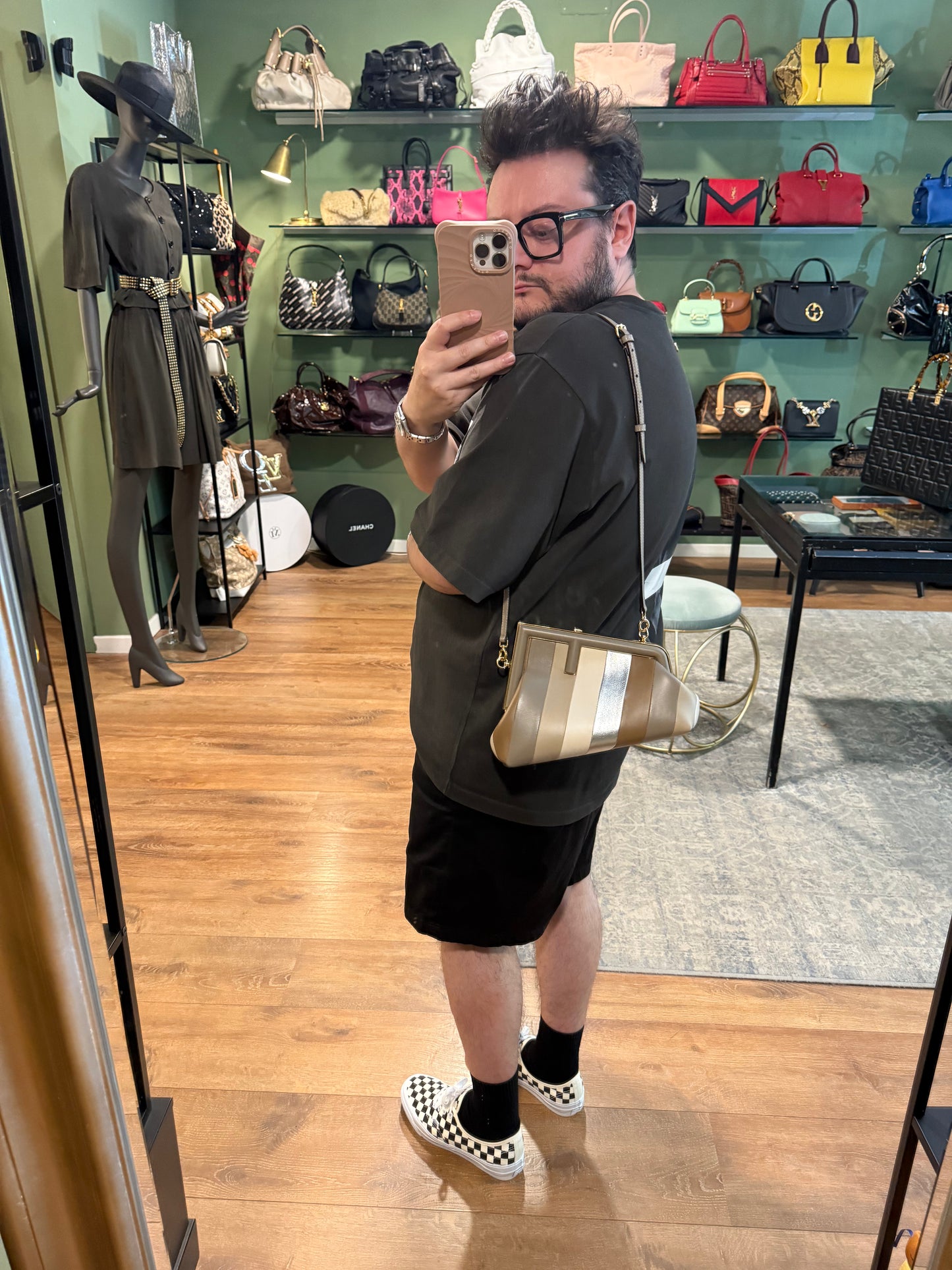 FENDI STRIPED SMALL FIRST CROSSBODY BAG