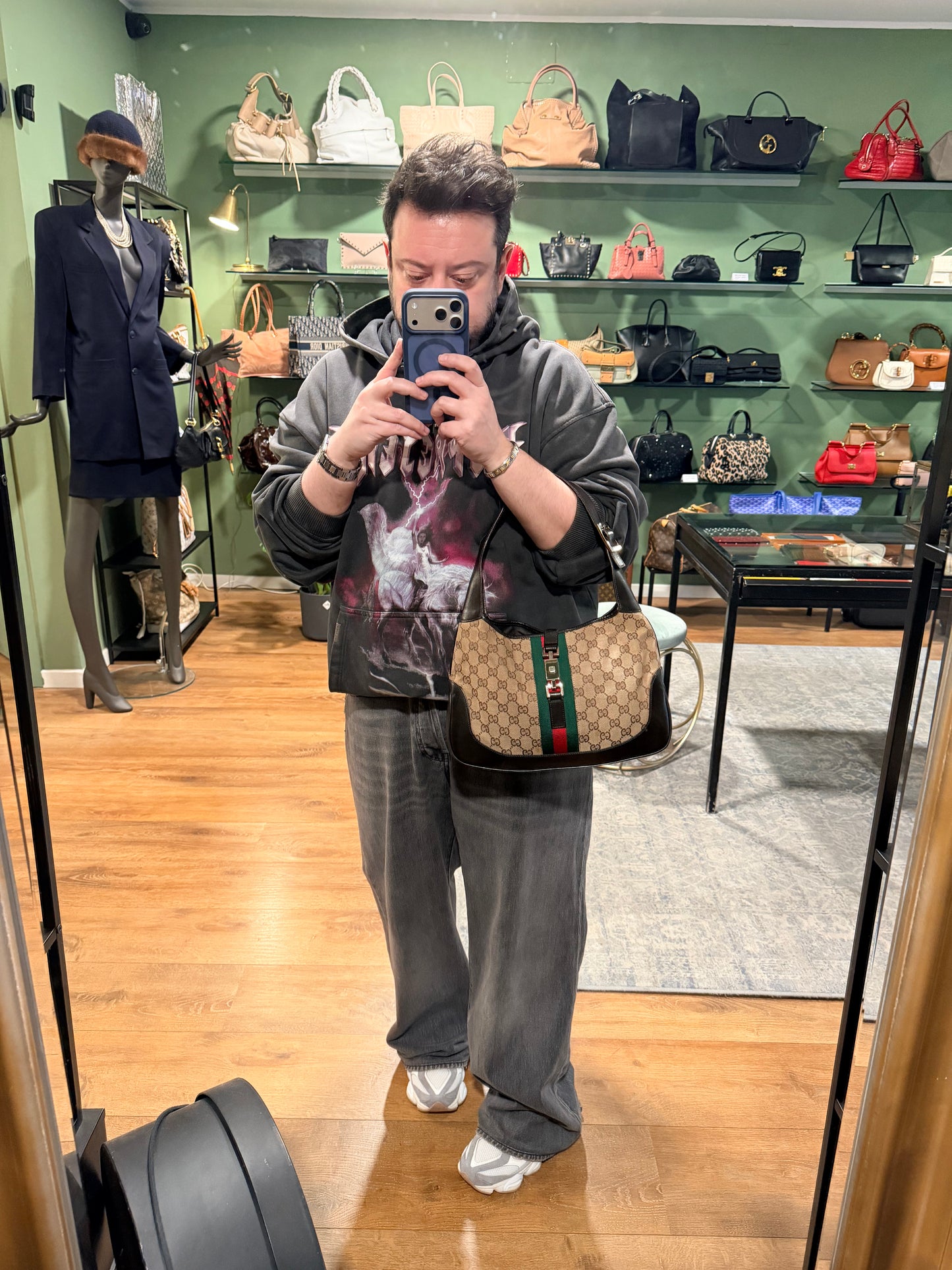 GUCCI BY TOM FORD BROWN MONOGRAM JACKIE SHOULDER BAG