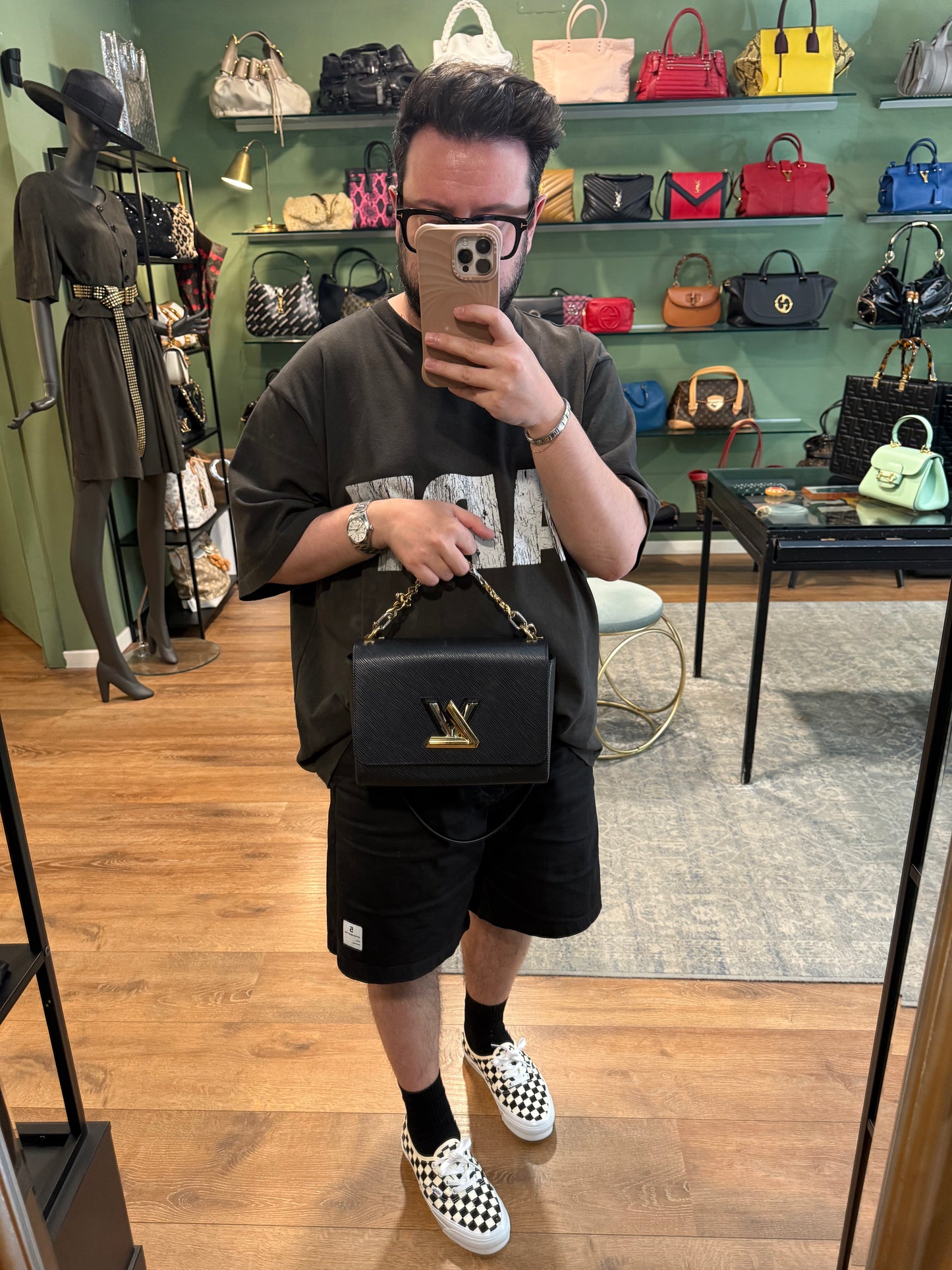 LOUIS VUITTON BLACK EPI LIMITED EDITION TWIST SHOULDER BAG