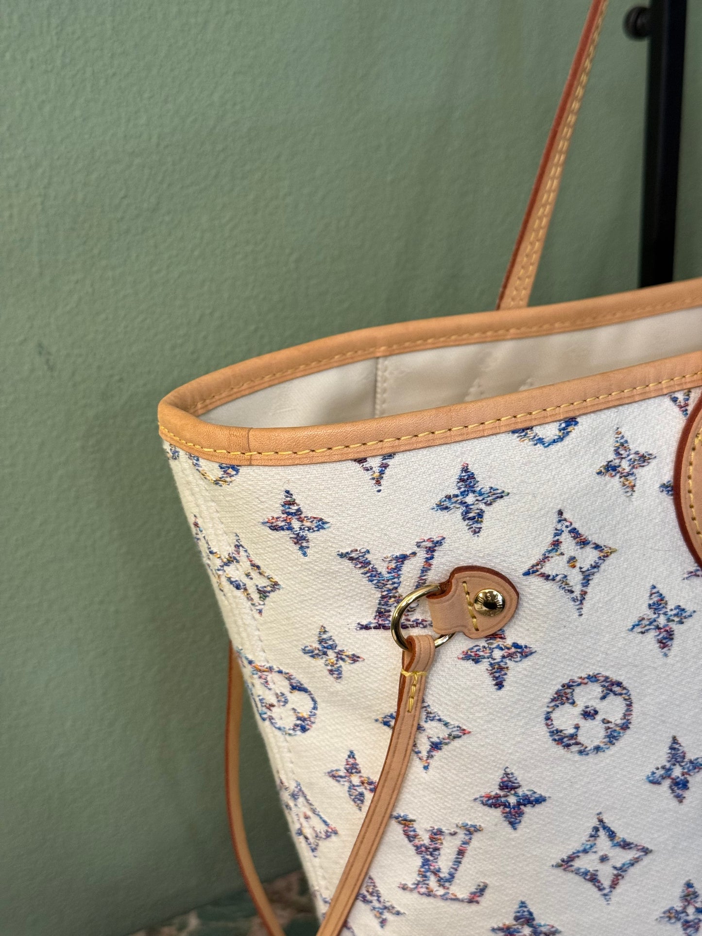 LOUIS VUITTON BEIGE JAQUARD LIMITED EDITION NEVERFULL MM SHOPPING TOTE