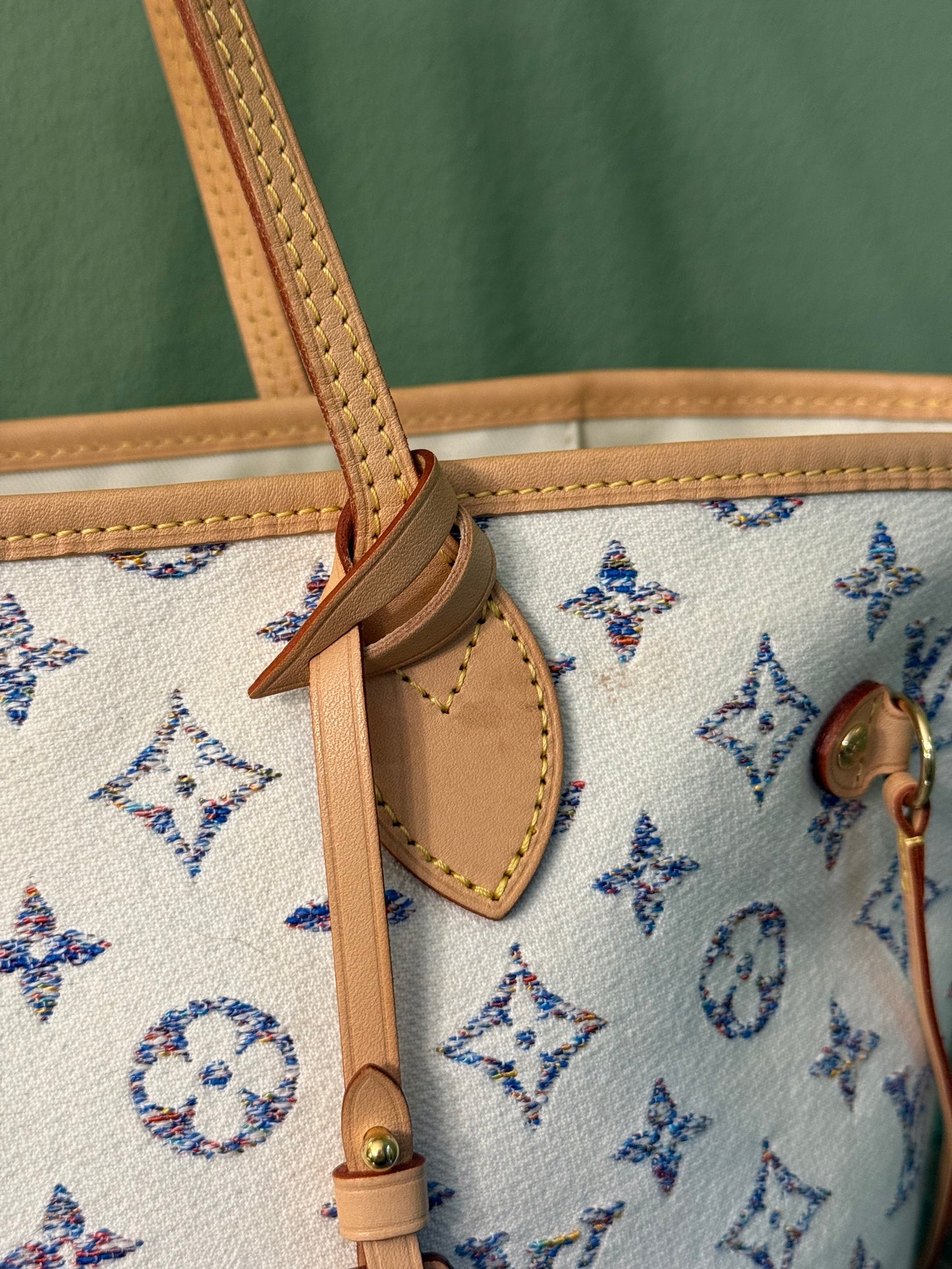 LOUIS VUITTON BEIGE JAQUARD LIMITED EDITION NEVERFULL MM SHOPPING TOTE