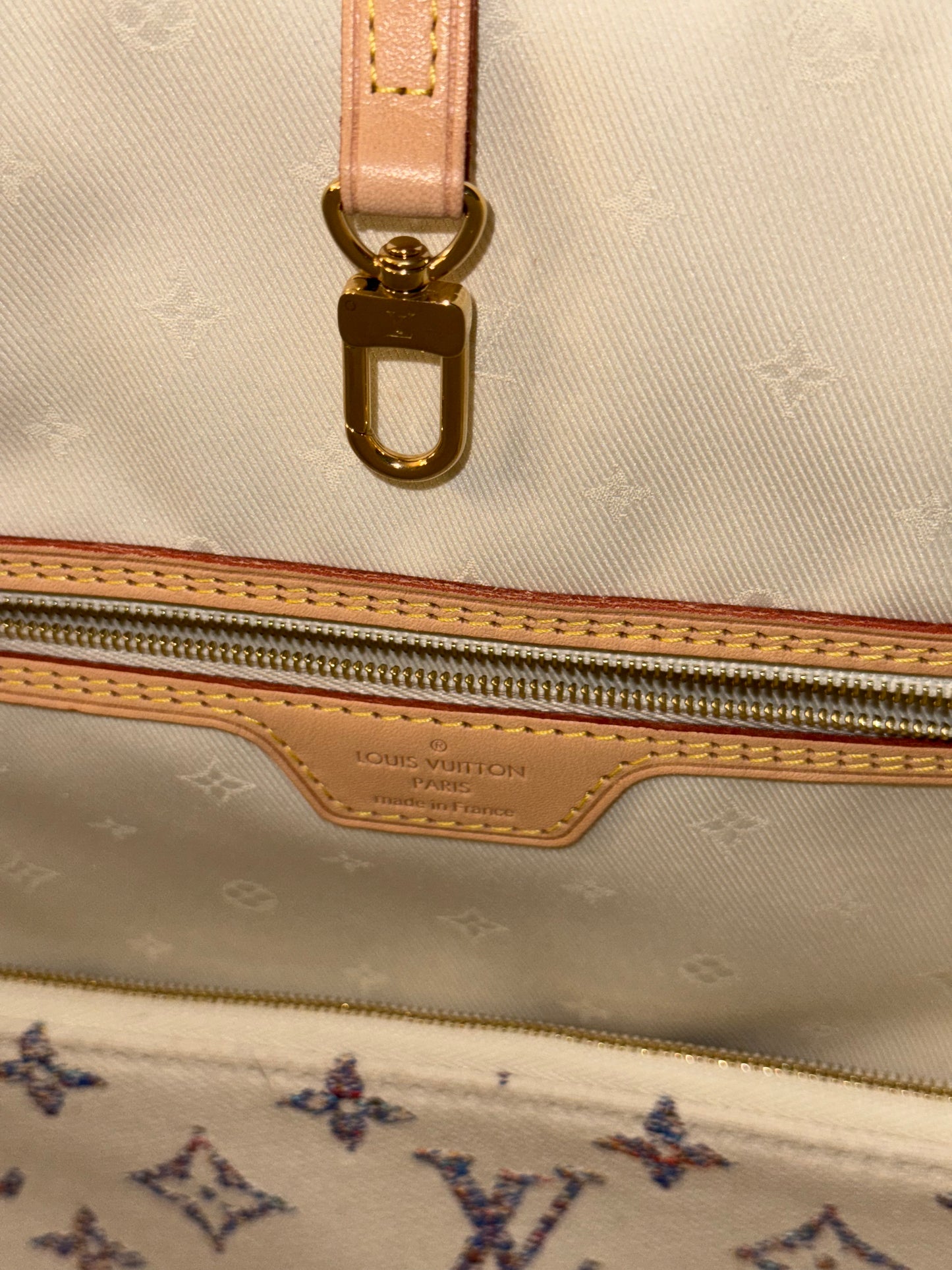 LOUIS VUITTON BEIGE JAQUARD LIMITED EDITION NEVERFULL MM SHOPPING TOTE