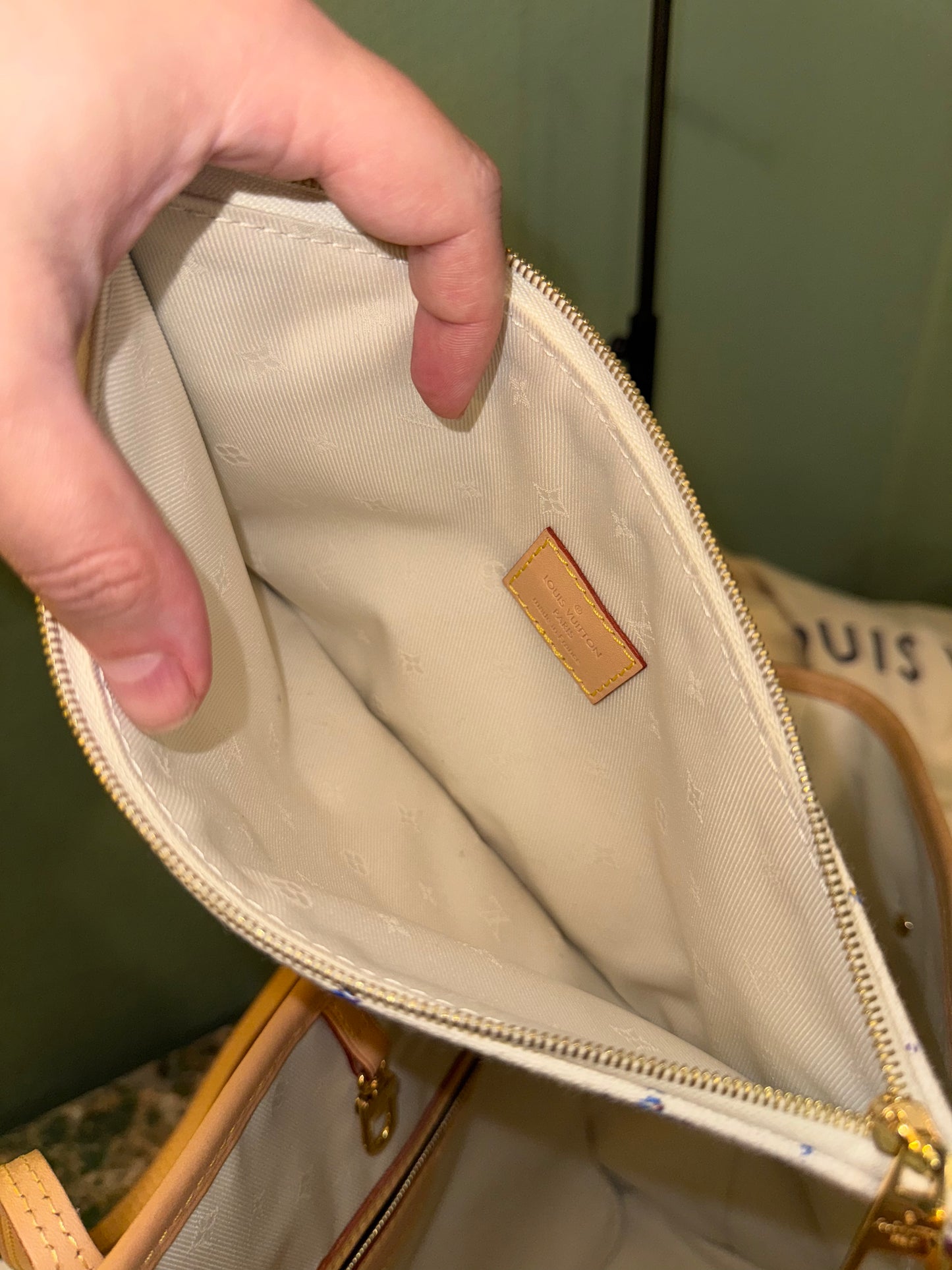 LOUIS VUITTON BEIGE JAQUARD LIMITED EDITION NEVERFULL MM SHOPPING TOTE