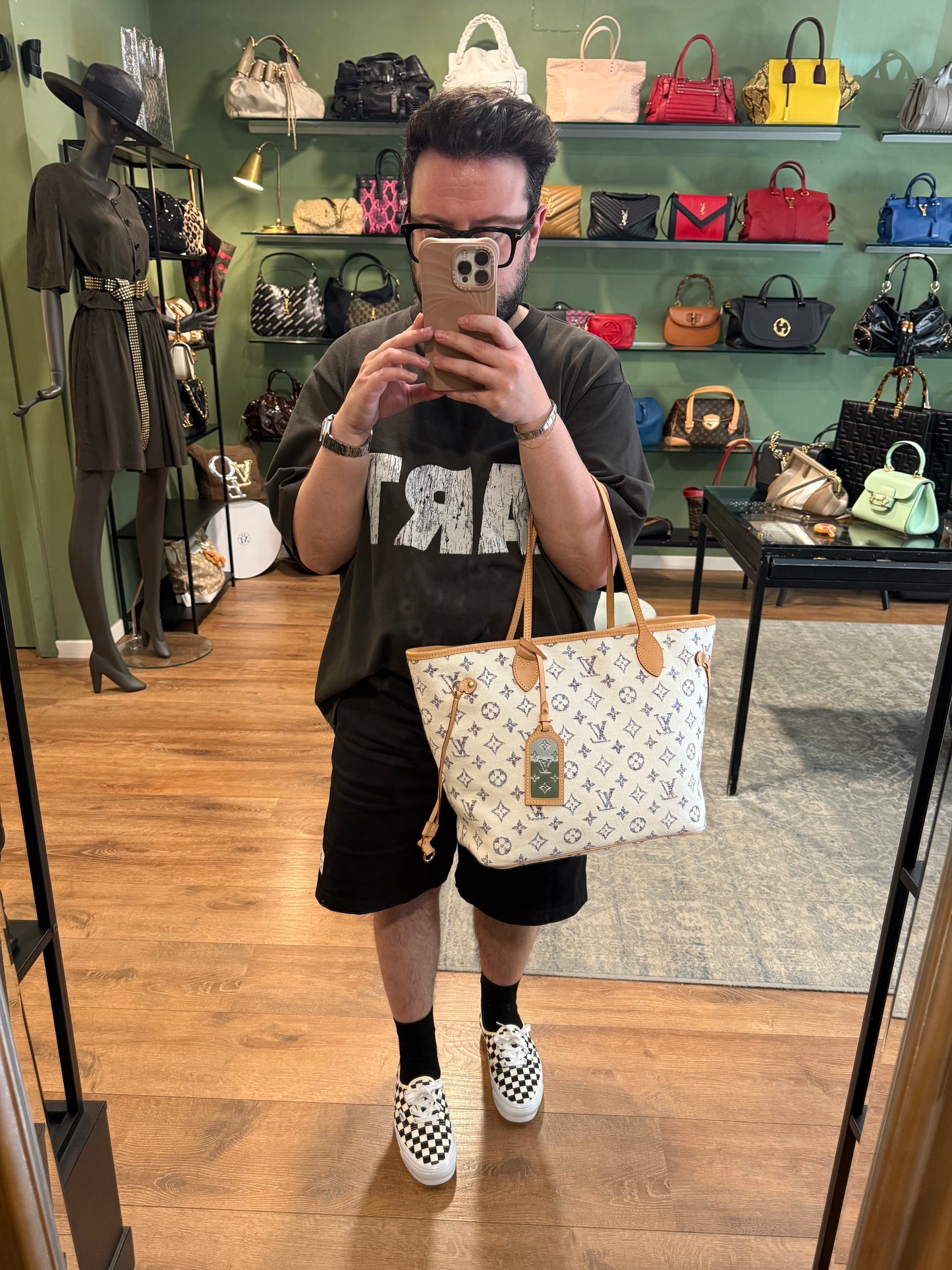 LOUIS VUITTON BEIGE JAQUARD LIMITED EDITION NEVERFULL MM SHOPPING TOTE