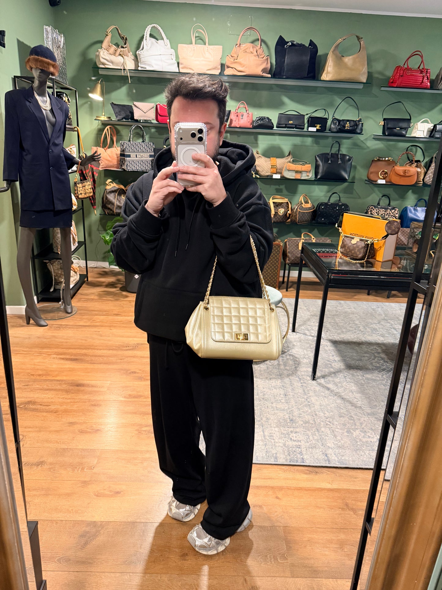 CHANEL 2.55 CHAMPAGNE CHOCOLATE BAR SHOULDER BAG