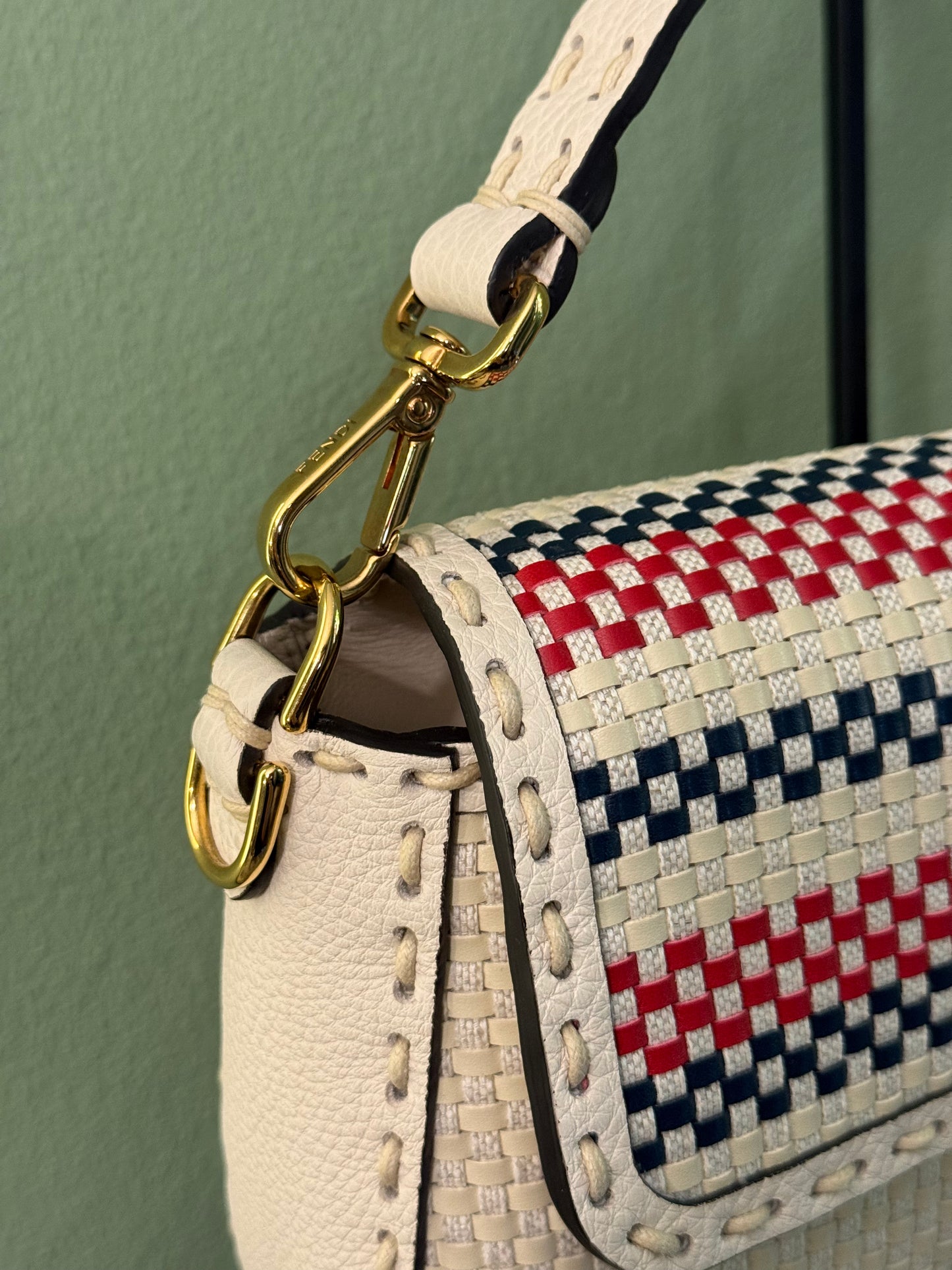FENDI INTRECCIATO SELLERIA BAGUETTE SHOULDER BAG