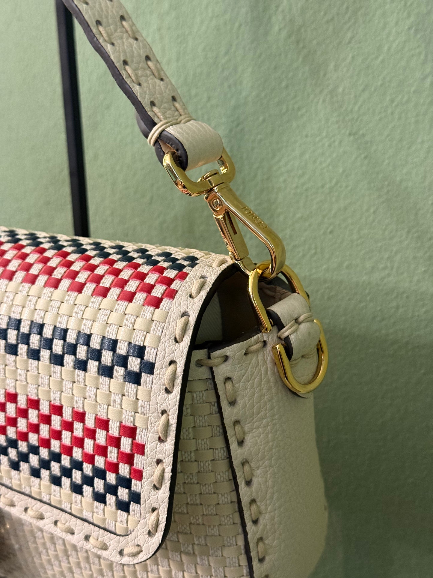 FENDI INTRECCIATO SELLERIA BAGUETTE SHOULDER BAG