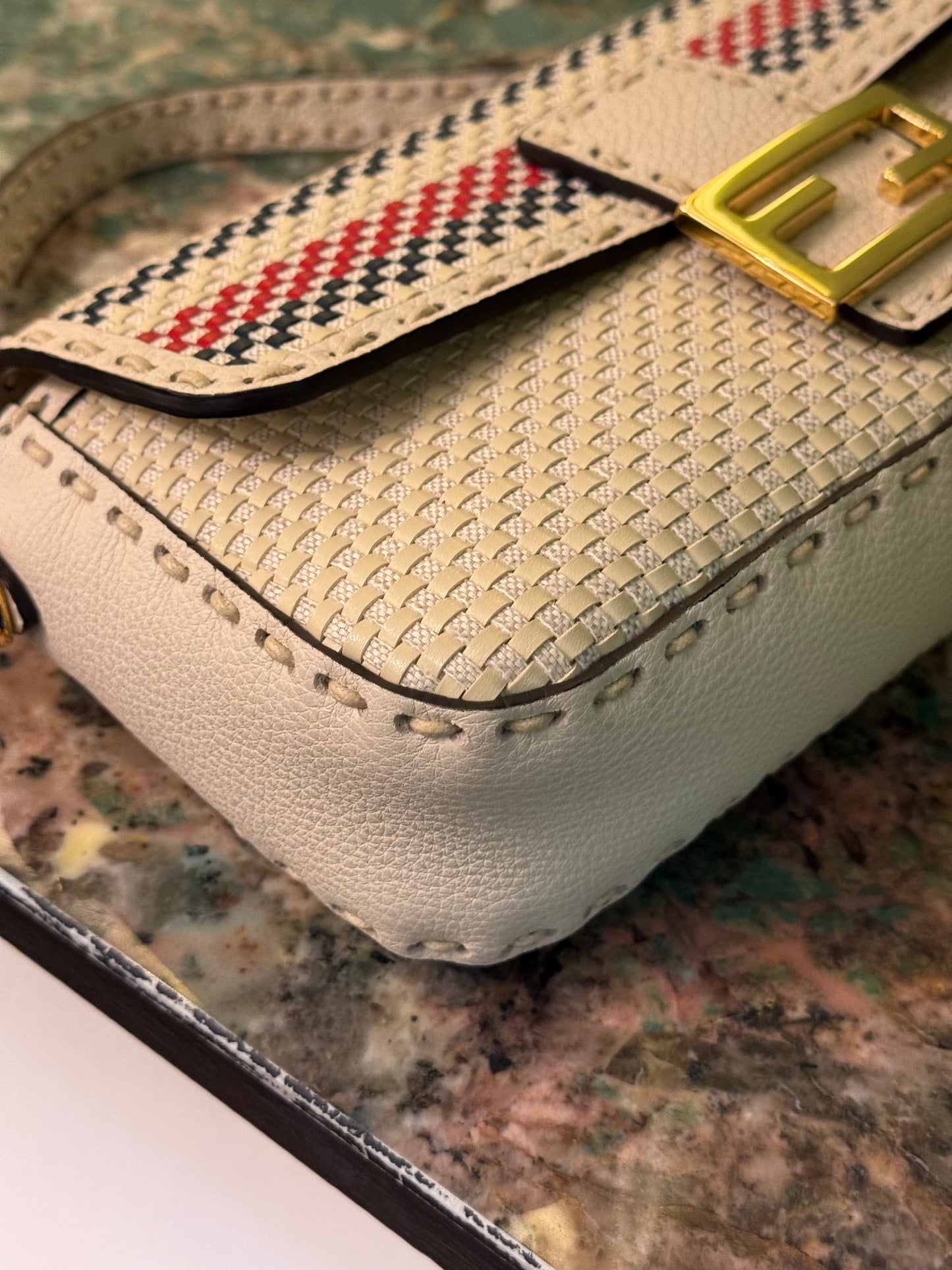 FENDI INTRECCIATO SELLERIA BAGUETTE SHOULDER BAG