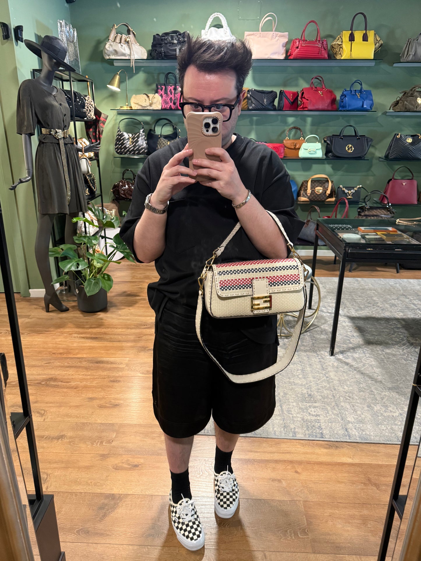 FENDI INTRECCIATO SELLERIA BAGUETTE SHOULDER BAG