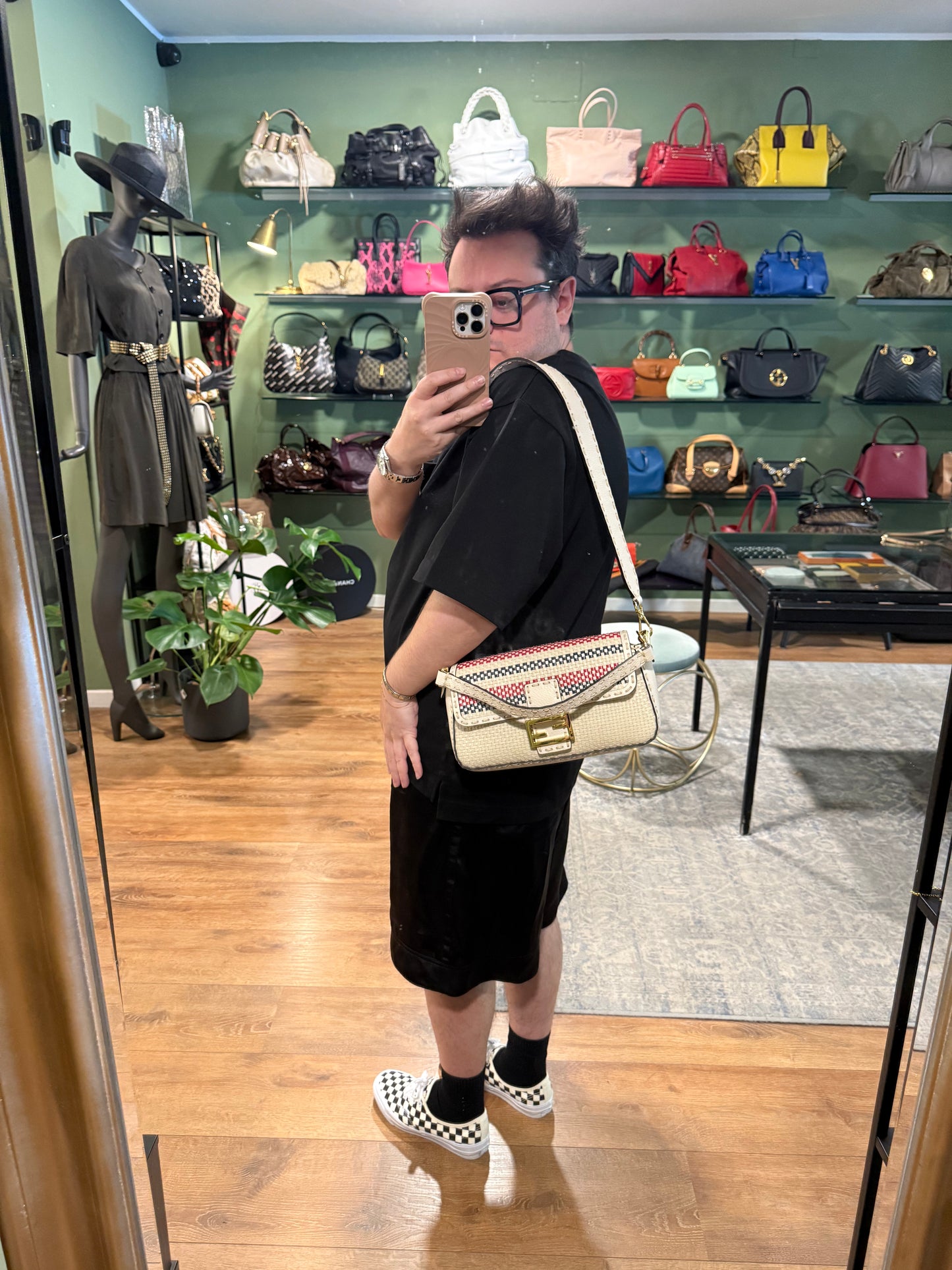 FENDI INTRECCIATO SELLERIA BAGUETTE SHOULDER BAG