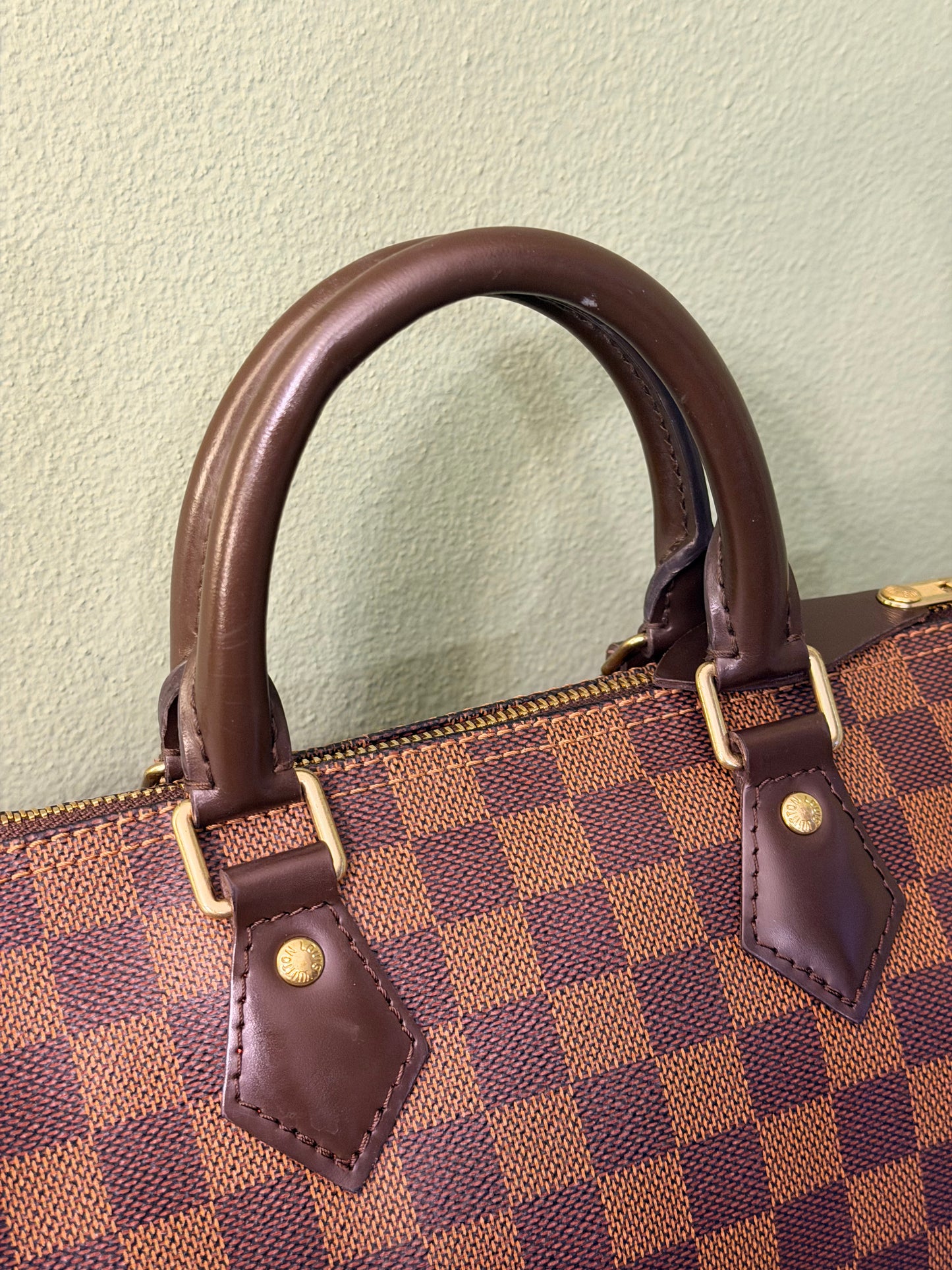 LOUIS VUITTON DAMIER EBENE SPEEDY 25 BOSTON BAG