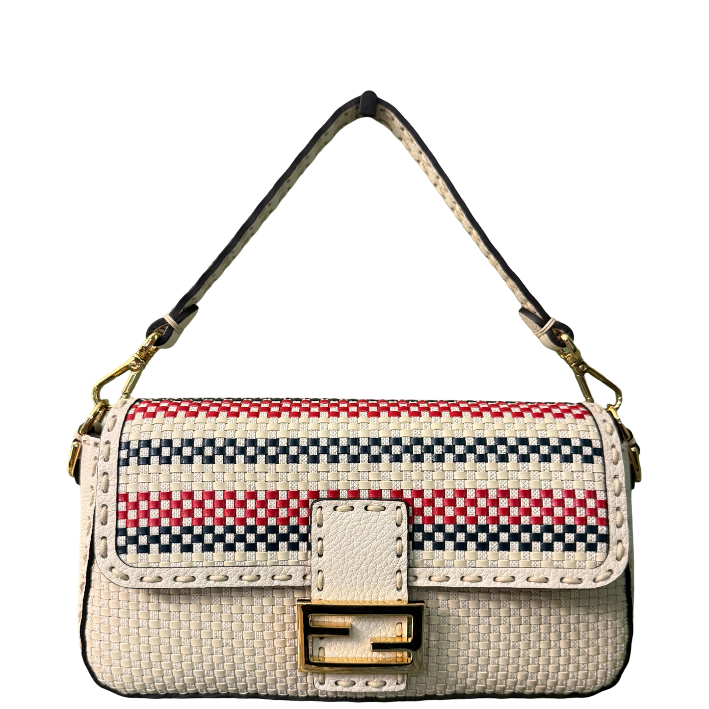 FENDI INTRECCIATO SELLERIA BAGUETTE SHOULDER BAG