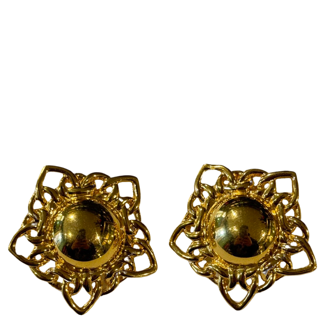 VINTAGE 70'S GOLD FLOWER EARRINGS