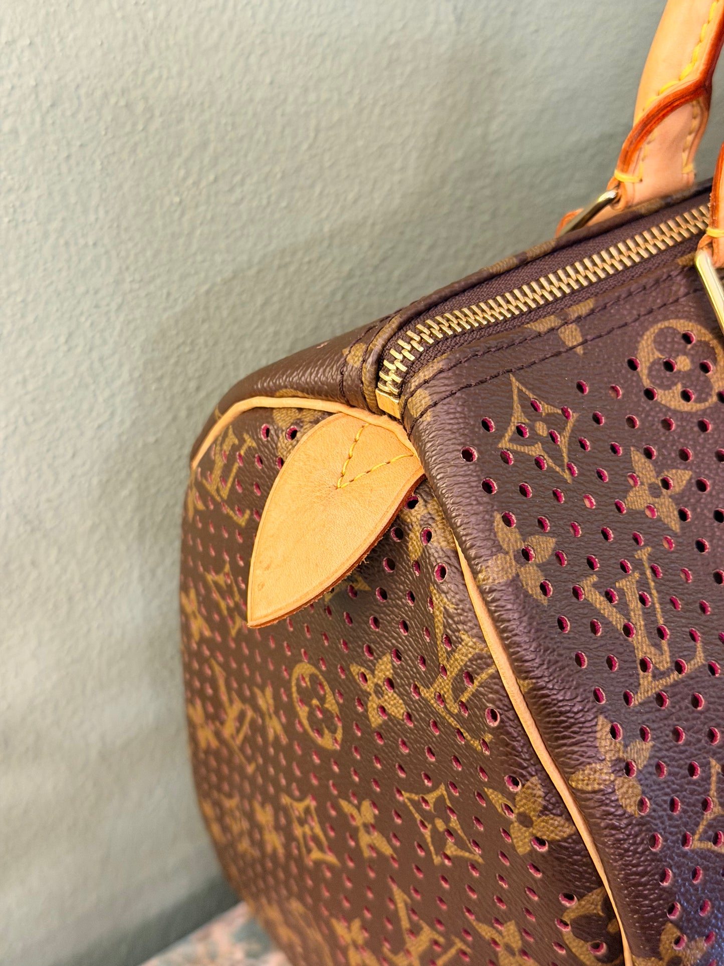 LOUIS VUITTON PERFORATED MONOGRAM LIMITED EDITION SPEEDY 30 BOSTON BAG