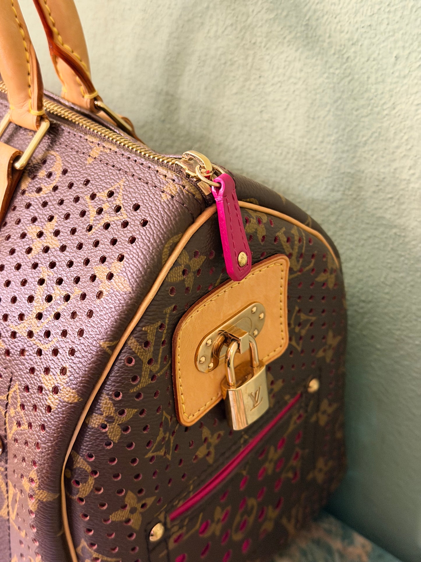 LOUIS VUITTON PERFORATED MONOGRAM LIMITED EDITION SPEEDY 30 BOSTON BAG