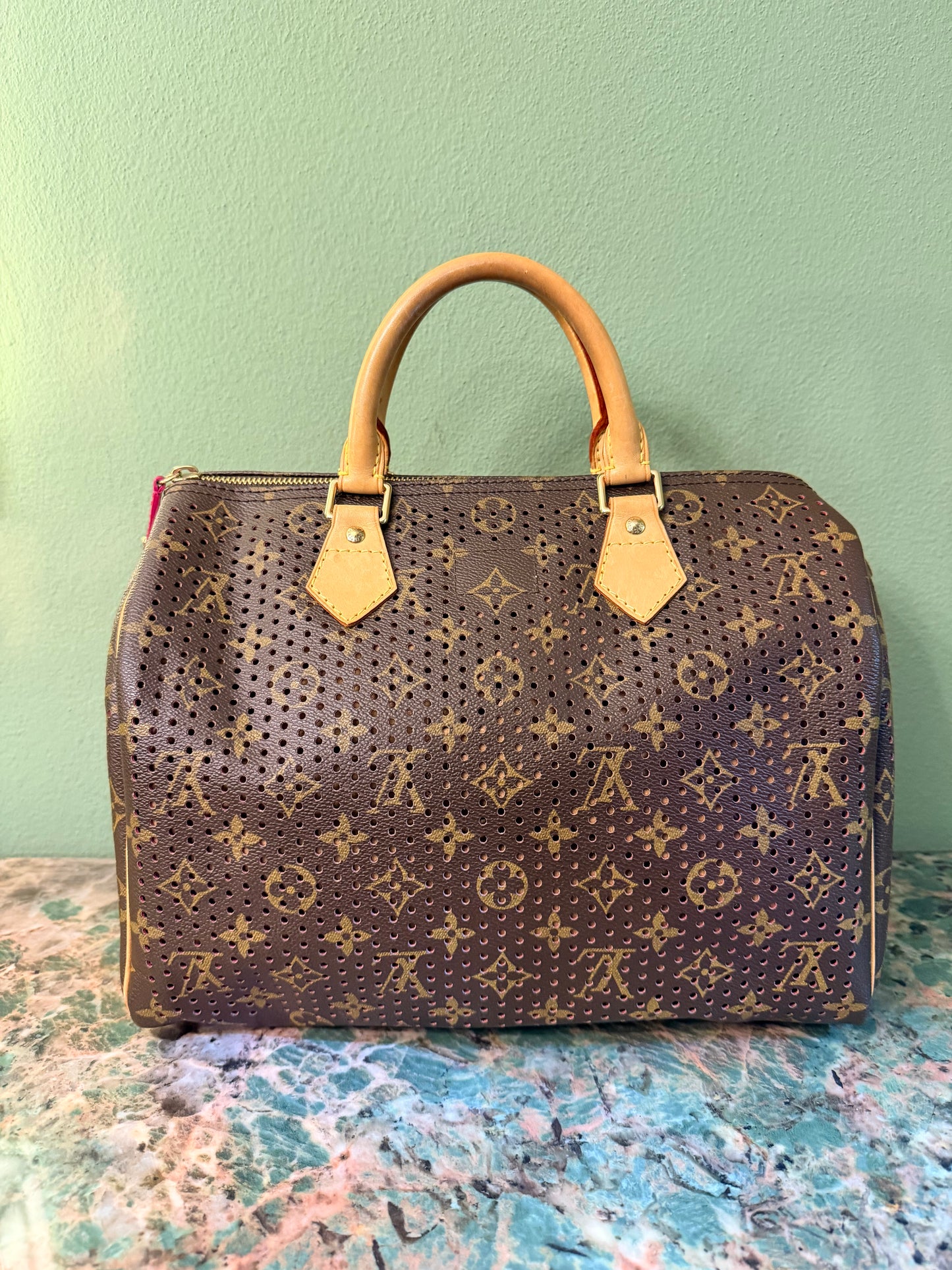 LOUIS VUITTON PERFORATED MONOGRAM LIMITED EDITION SPEEDY 30 BOSTON BAG