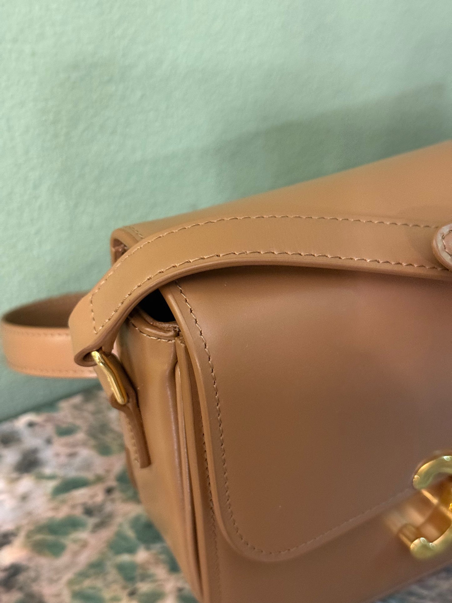CELINE DARK BEIGE TEEN TRIOMPHE CROSSBODY BAG