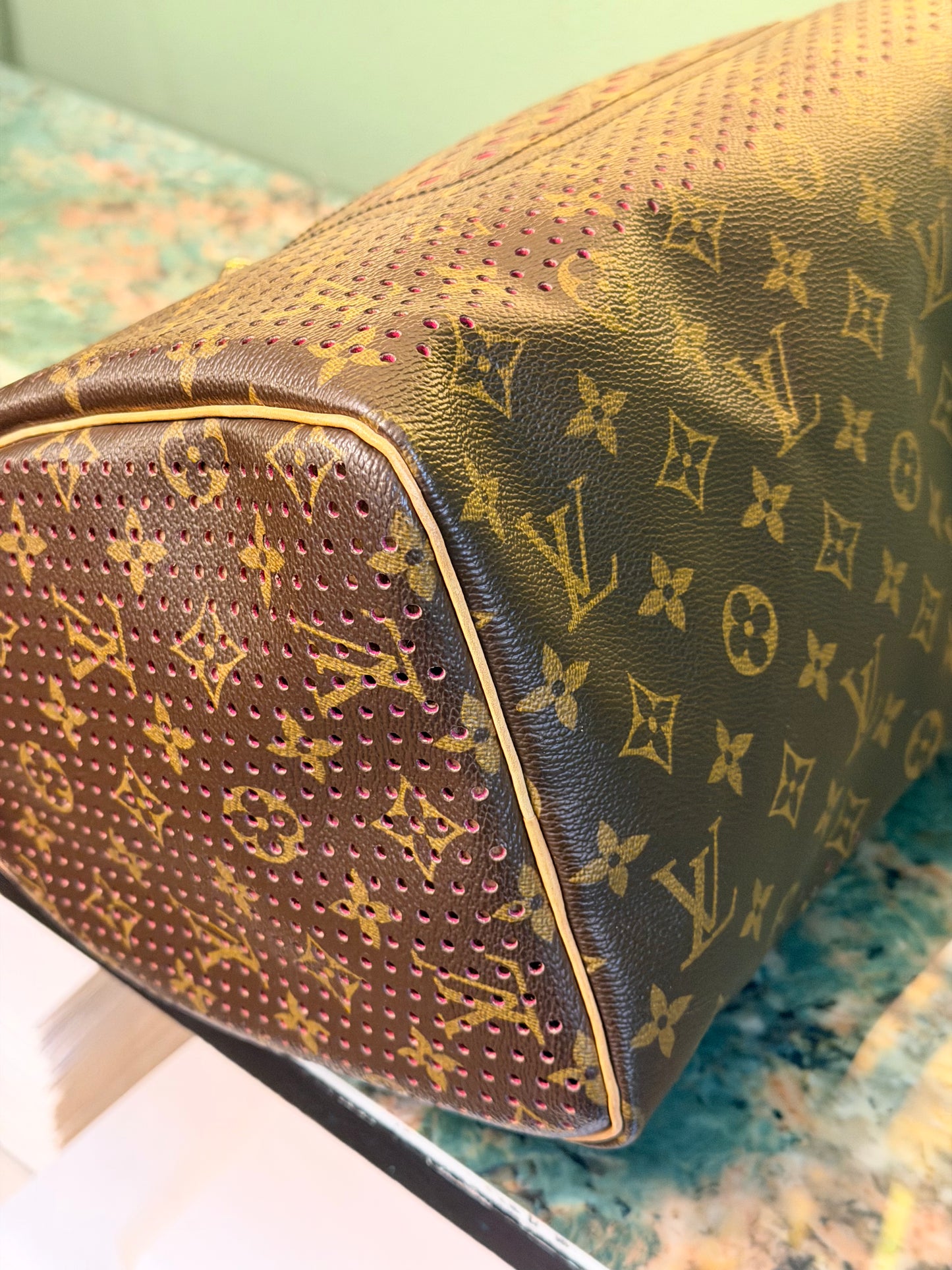 LOUIS VUITTON PERFORATED MONOGRAM LIMITED EDITION SPEEDY 30 BOSTON BAG