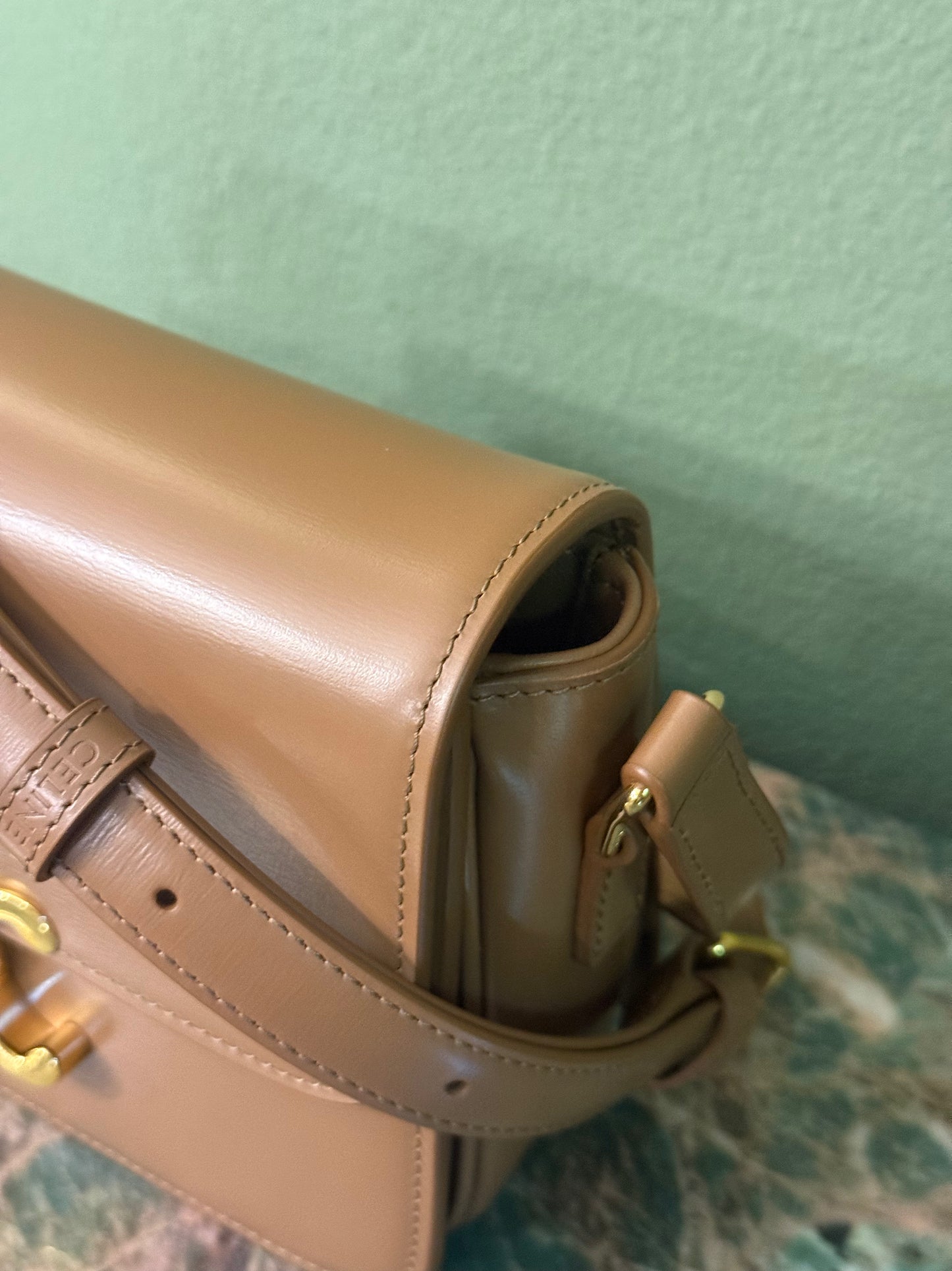 CELINE DARK BEIGE TEEN TRIOMPHE CROSSBODY BAG