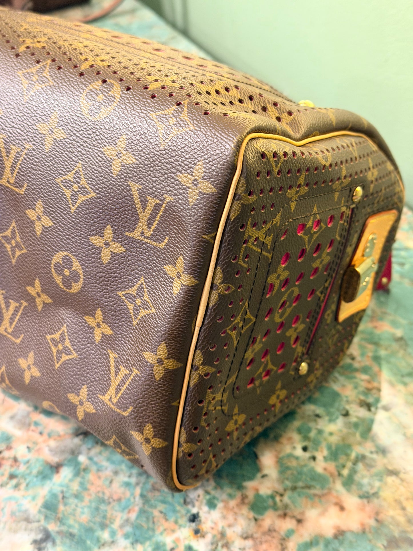 LOUIS VUITTON PERFORATED MONOGRAM LIMITED EDITION SPEEDY 30 BOSTON BAG
