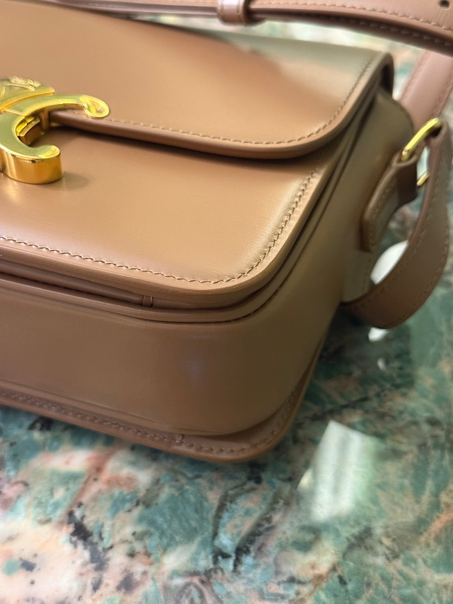 CELINE DARK BEIGE TEEN TRIOMPHE CROSSBODY BAG
