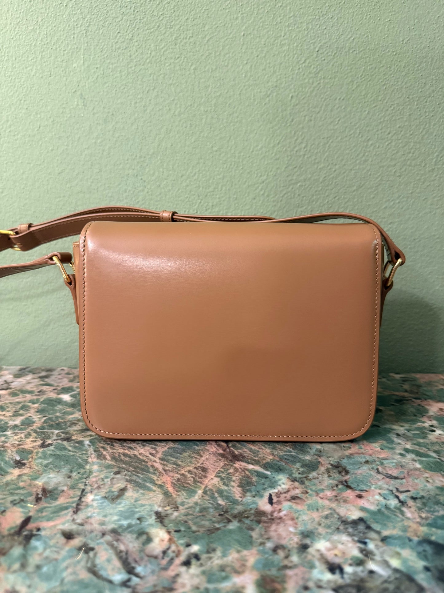 CELINE DARK BEIGE TEEN TRIOMPHE CROSSBODY BAG