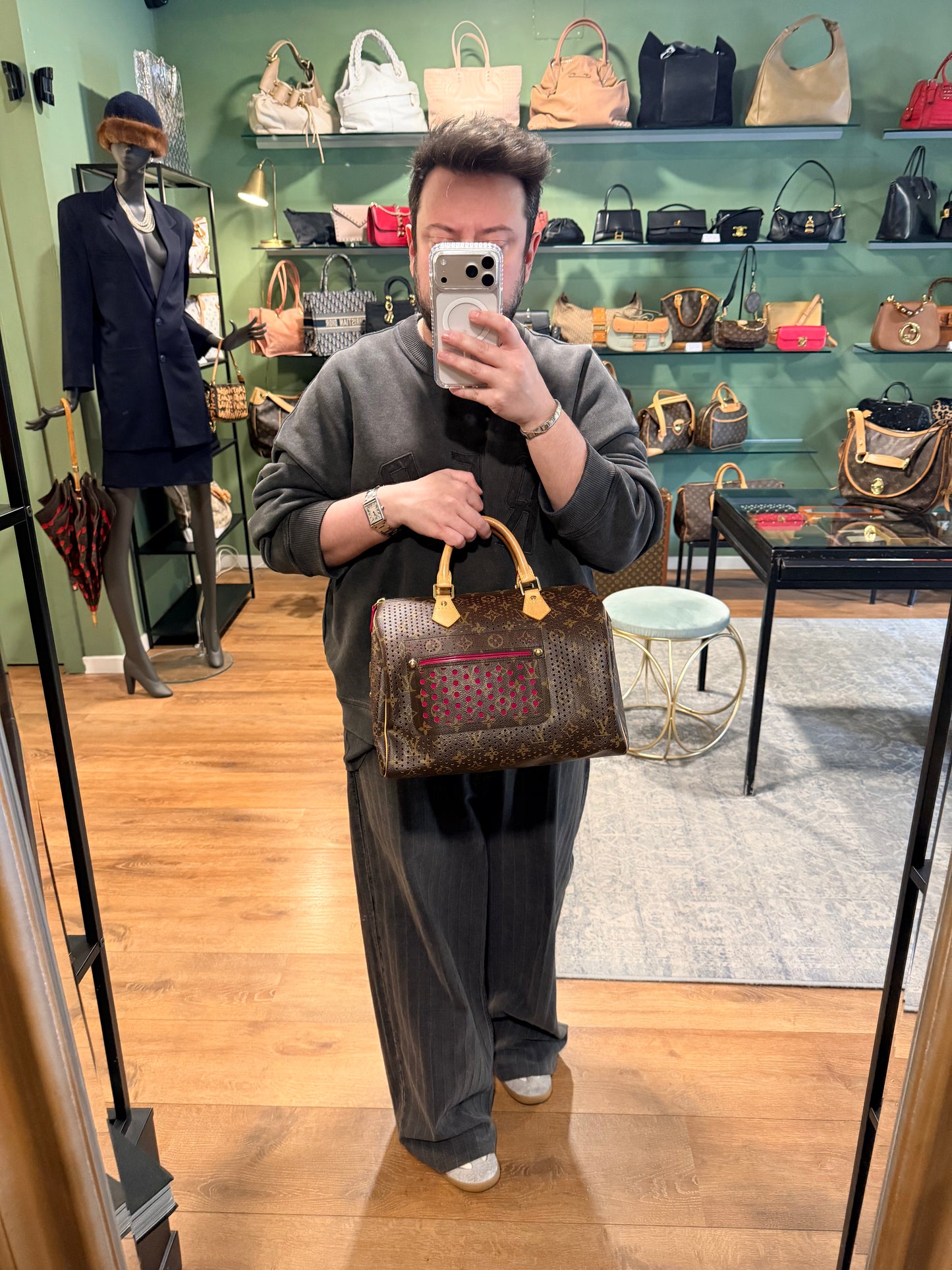 LOUIS VUITTON PERFORATED MONOGRAM LIMITED EDITION SPEEDY 30 BOSTON BAG