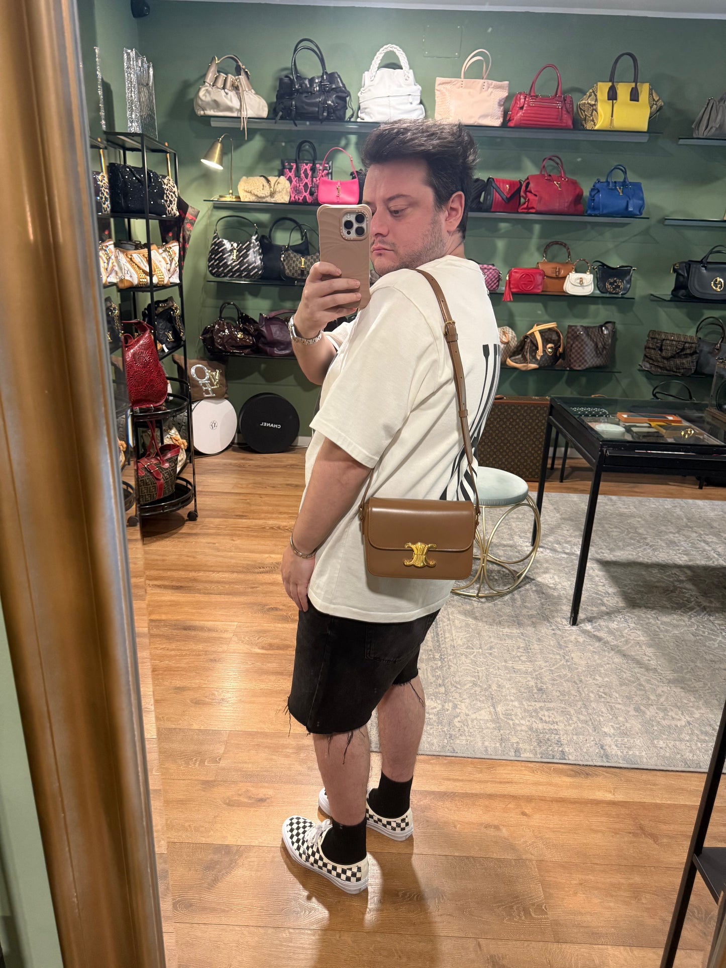 CELINE DARK BEIGE TEEN TRIOMPHE CROSSBODY BAG