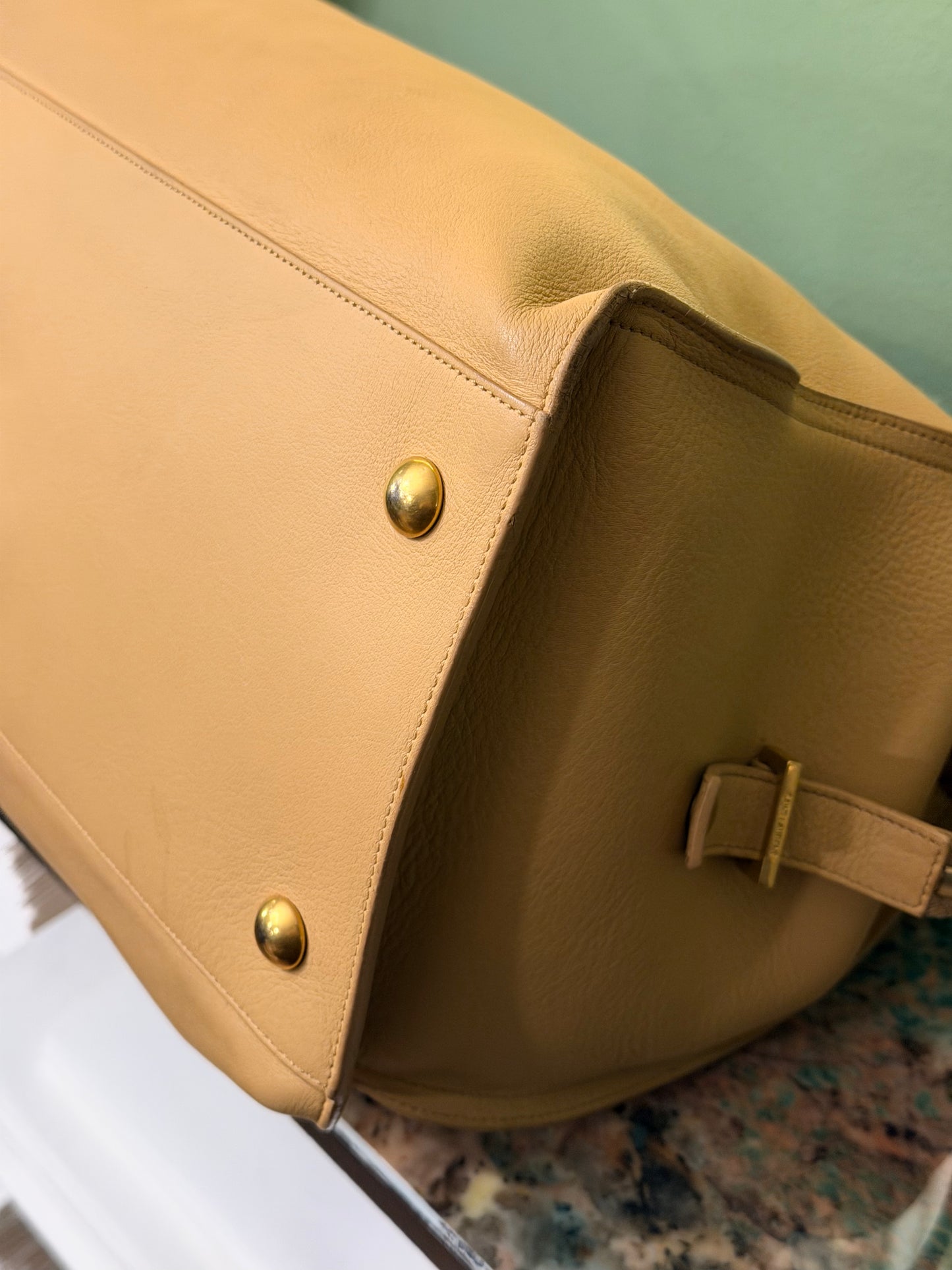 SAINT LAURENT BUTTER YELLOW LARGE CABAS CHIC HANDBAG