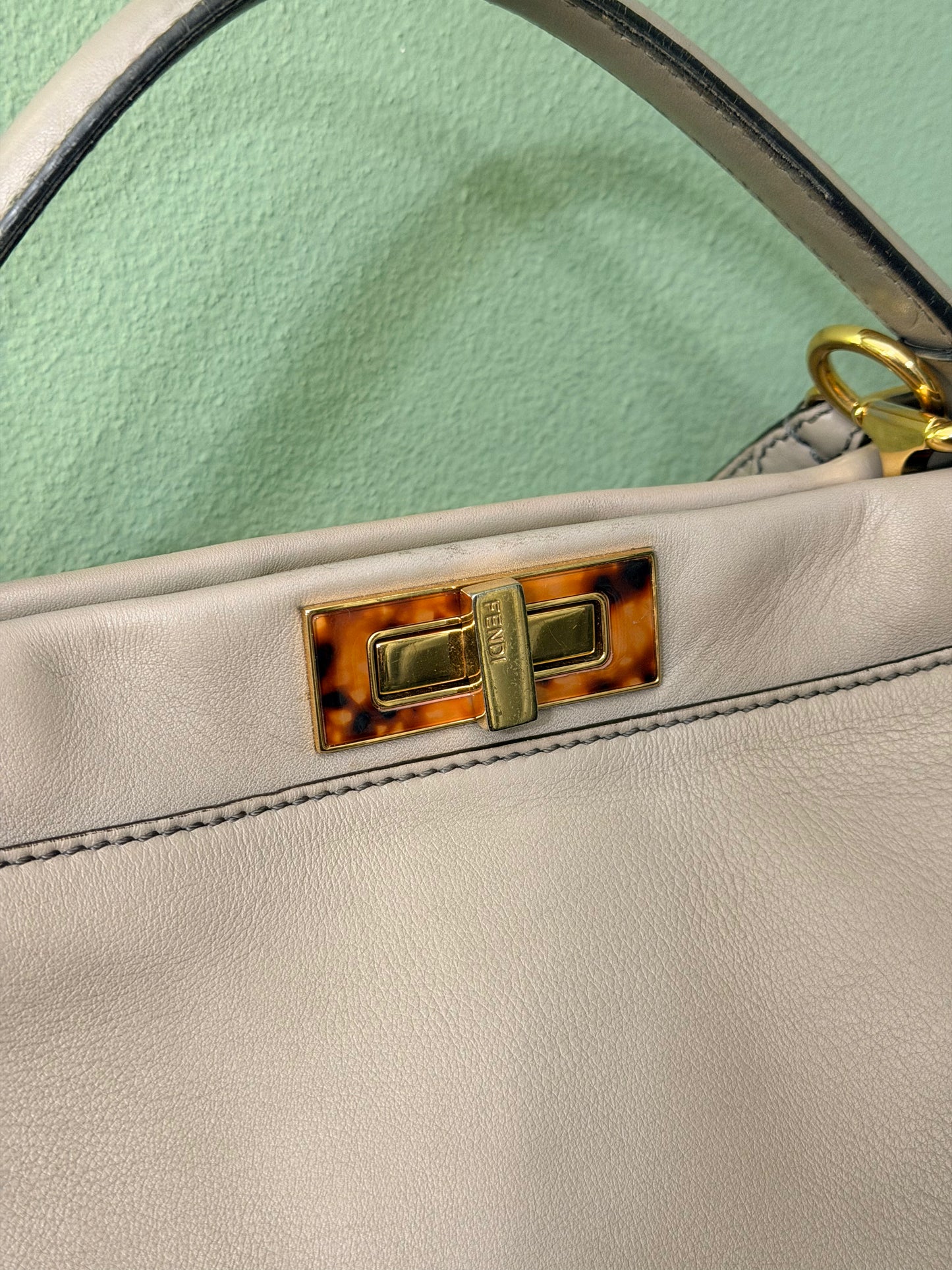 FENDI GRAY LARGE PEEKABOO HANDBAG