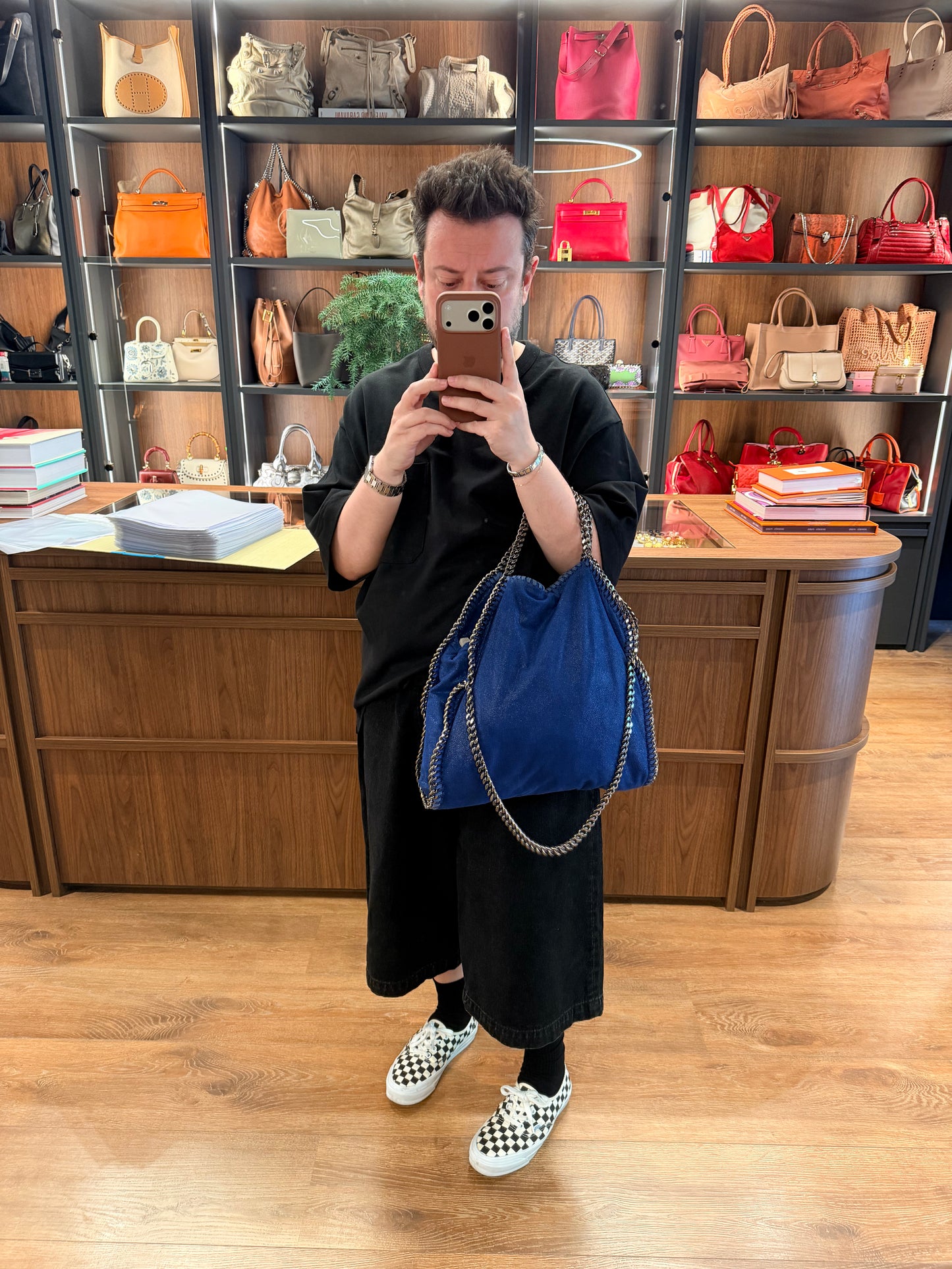 STELLA MCCARTNEY ELECTRIC BLUE FALABELLA FOLD OVER HANDBAG