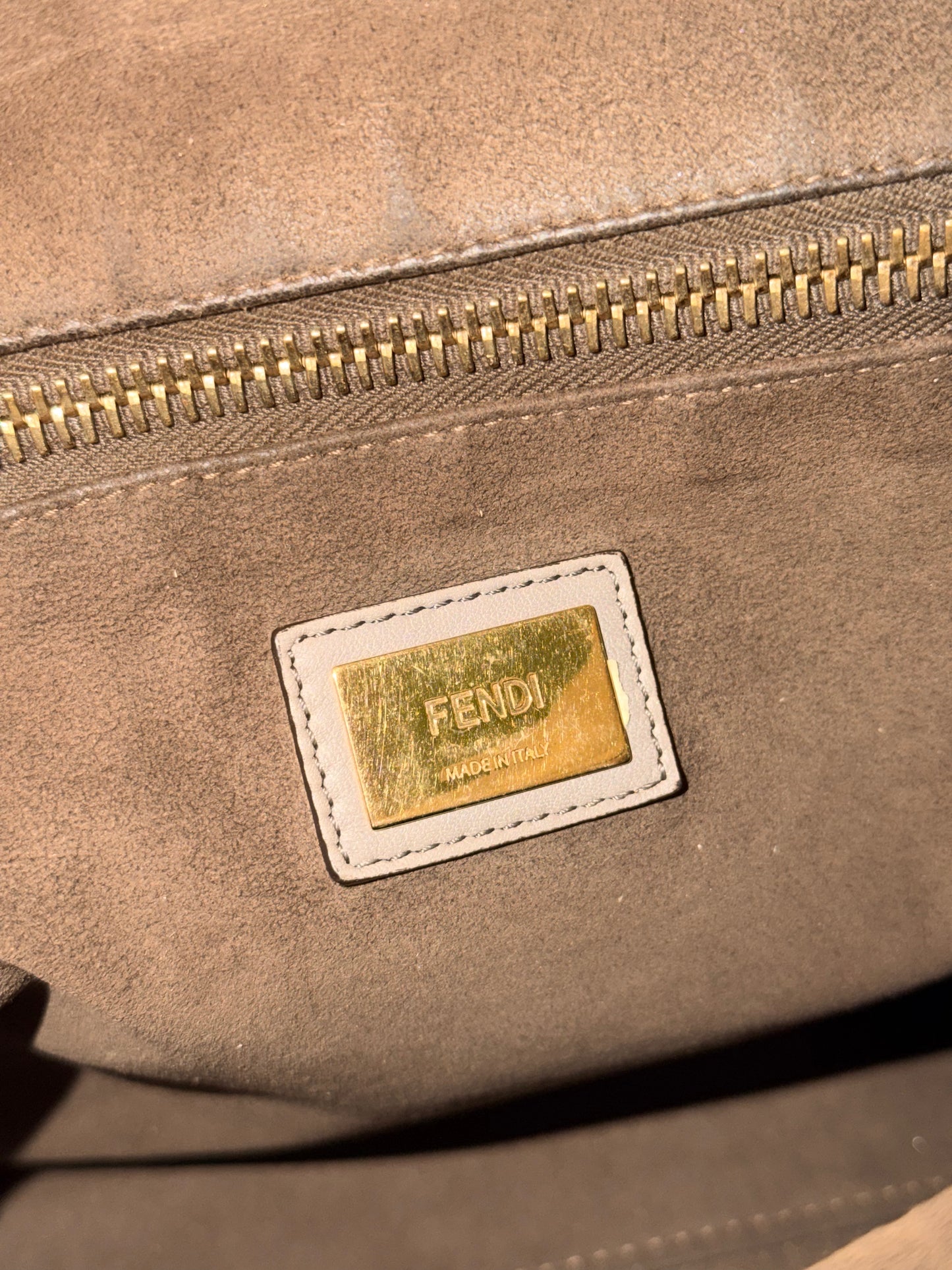 FENDI GRAY LARGE PEEKABOO HANDBAG