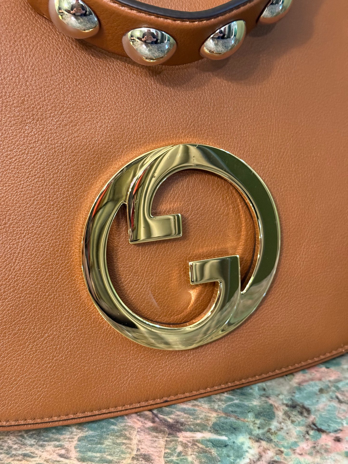 GUCCI LARGE BROWN BLONDIE TOP HANDLE HANDBAG
