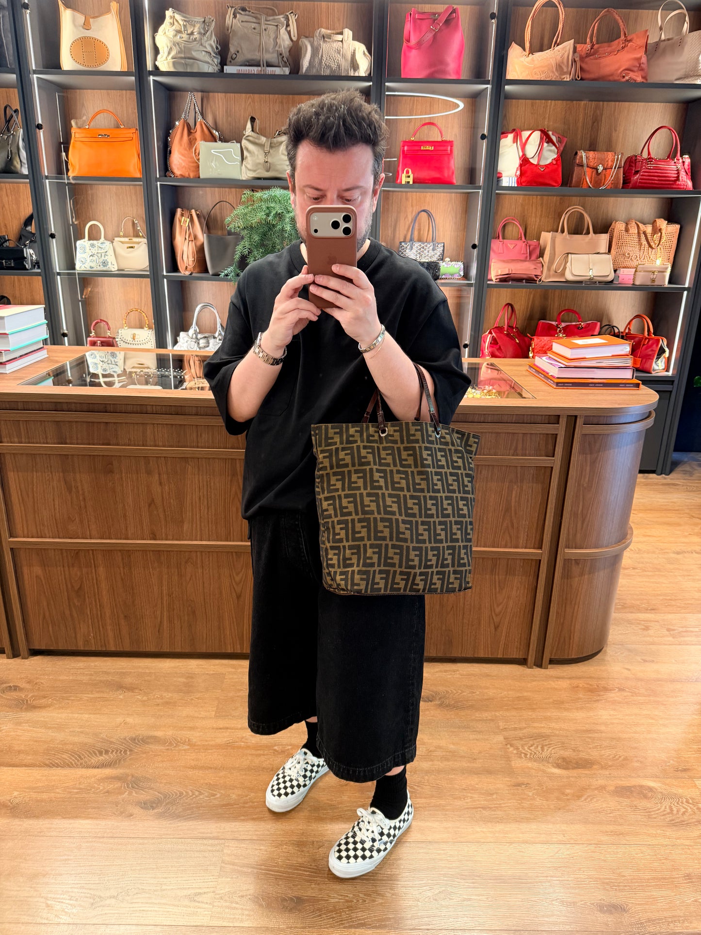 FENDI ZUCCA SHOPPING TOTE HANDBAG