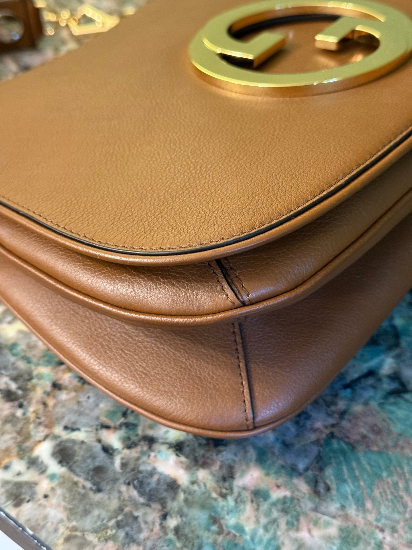 GUCCI LARGE BROWN BLONDIE TOP HANDLE HANDBAG