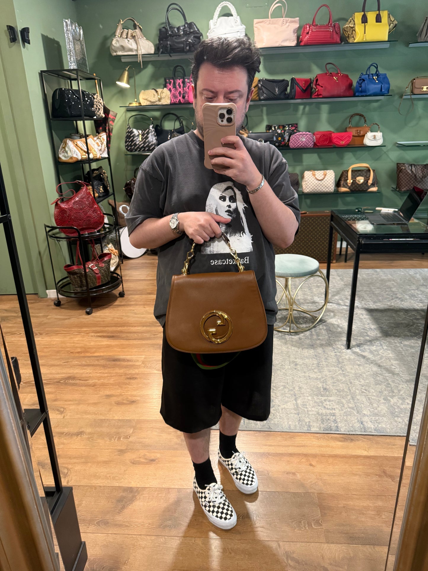 GUCCI LARGE BROWN BLONDIE TOP HANDLE HANDBAG