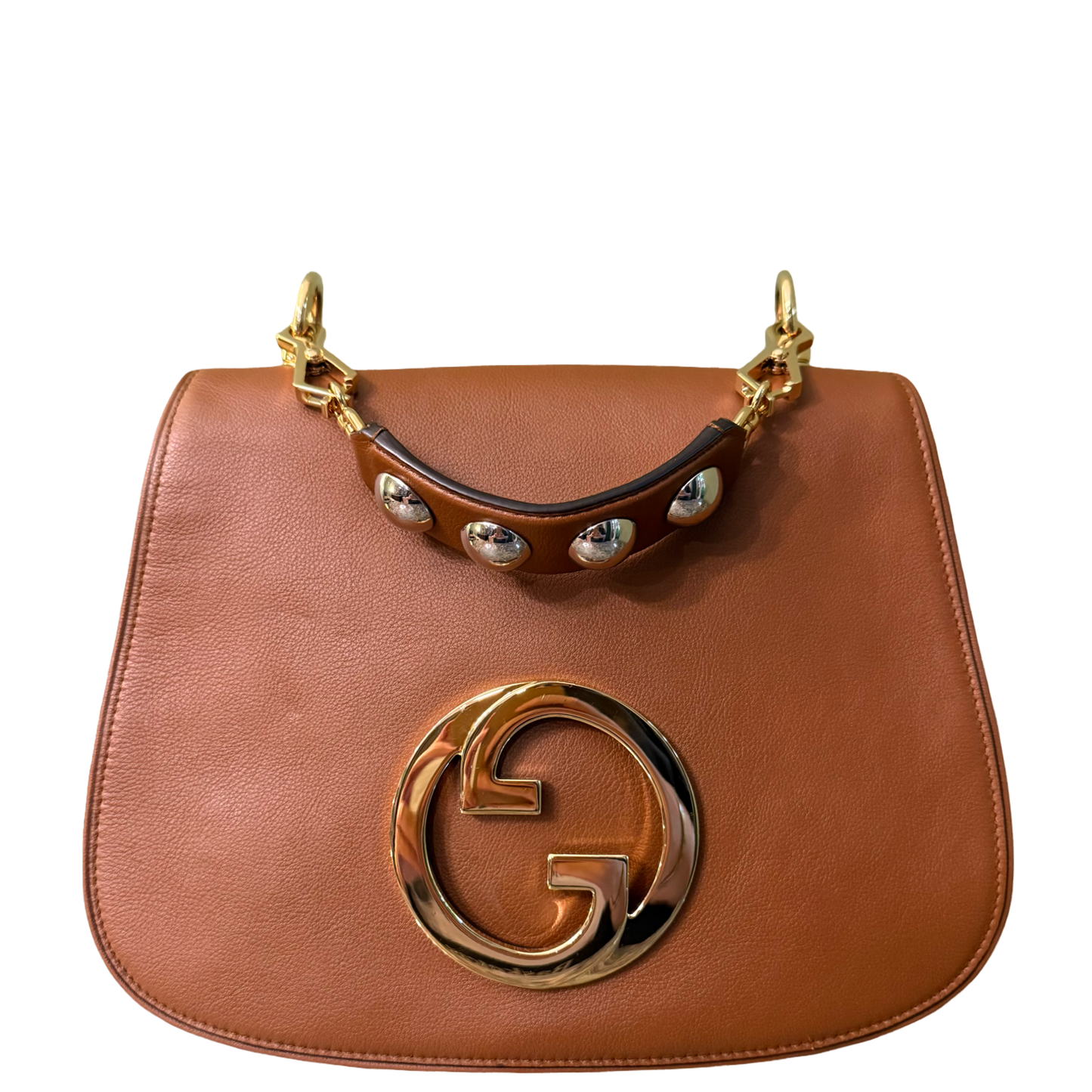 GUCCI LARGE BROWN BLONDIE TOP HANDLE HANDBAG