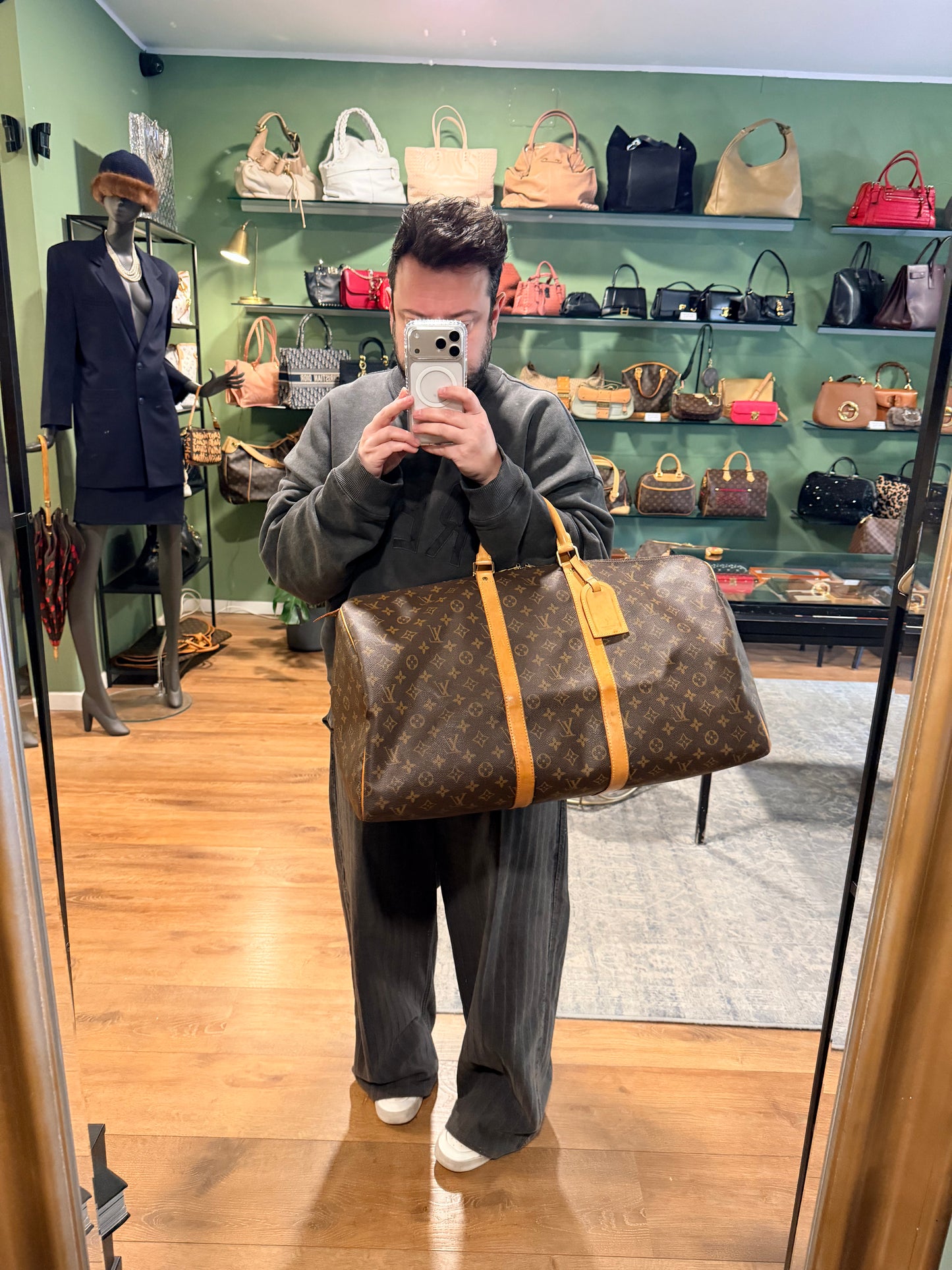 LOUIS VUITTON MONOGRAM KEEPALL 55 TRAVEL BAG