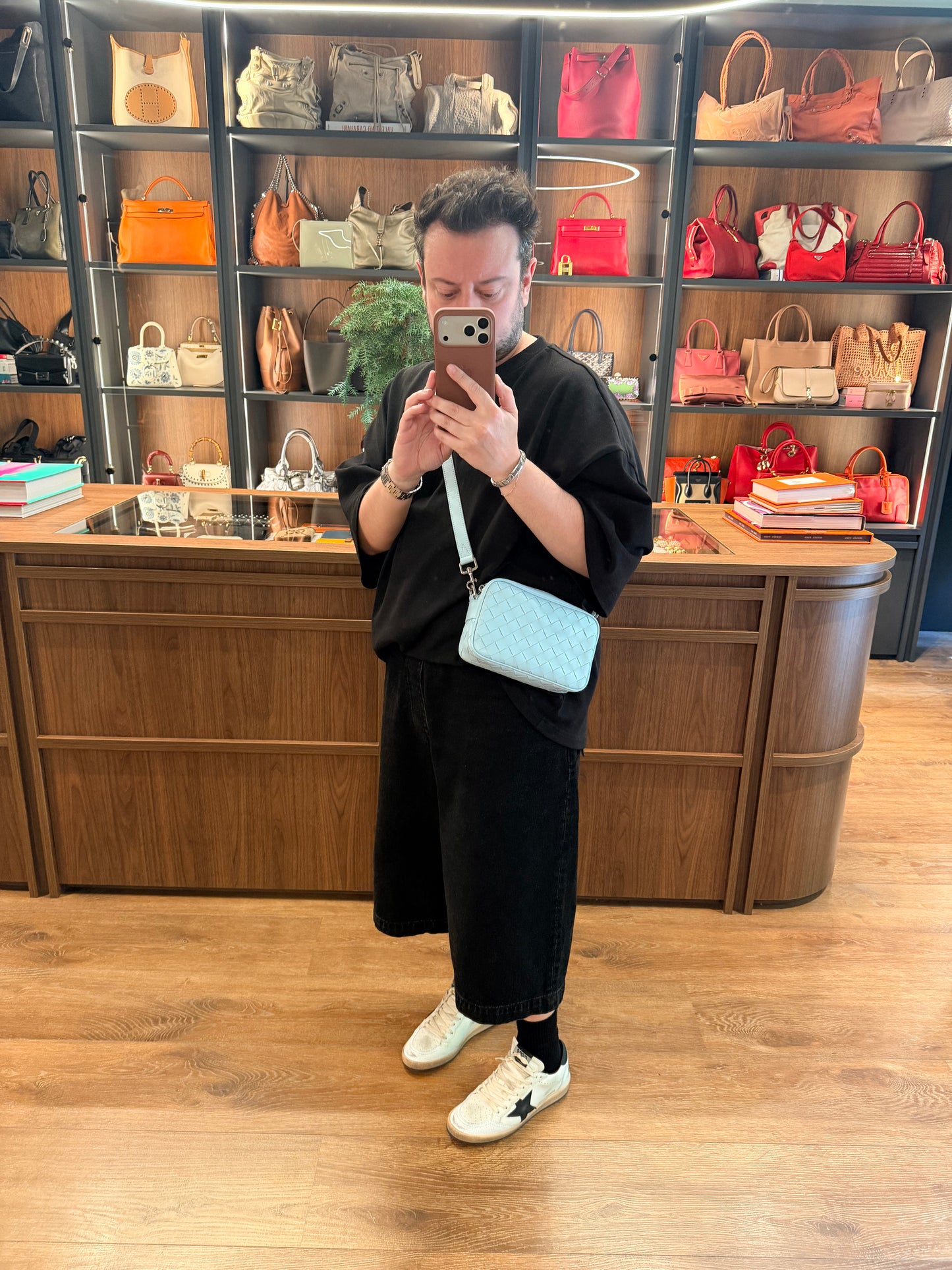 BOTTEGA VENETA LIGHT BLUE INTRECCIATO CAMERA BAG