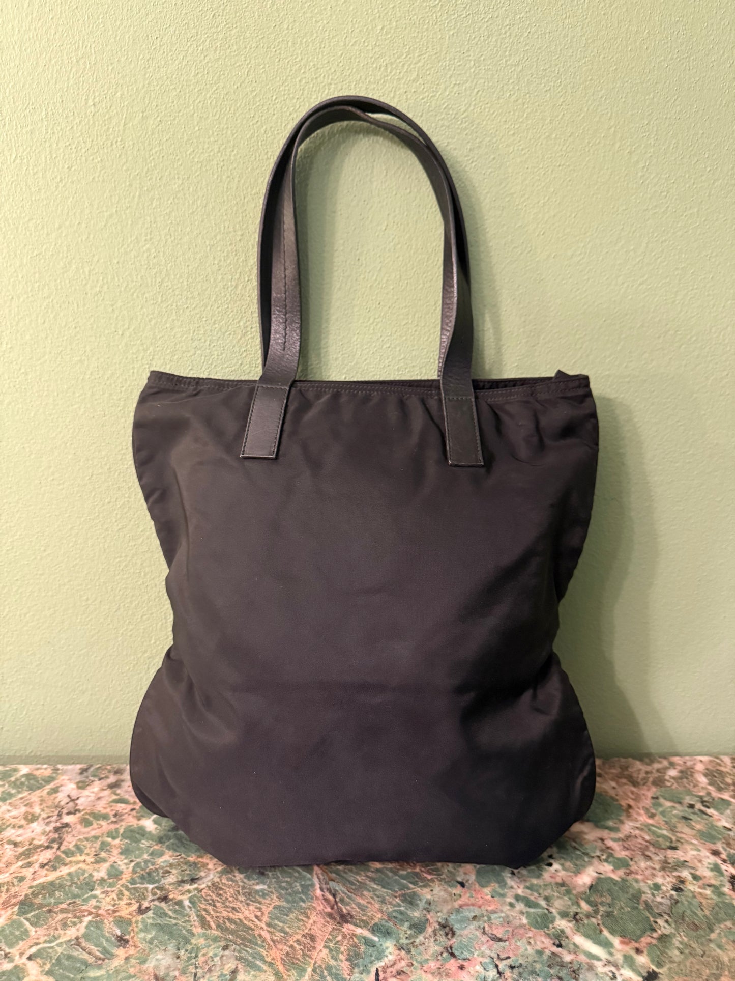 PRADA BLACK NYLON SHOPPER TOTE