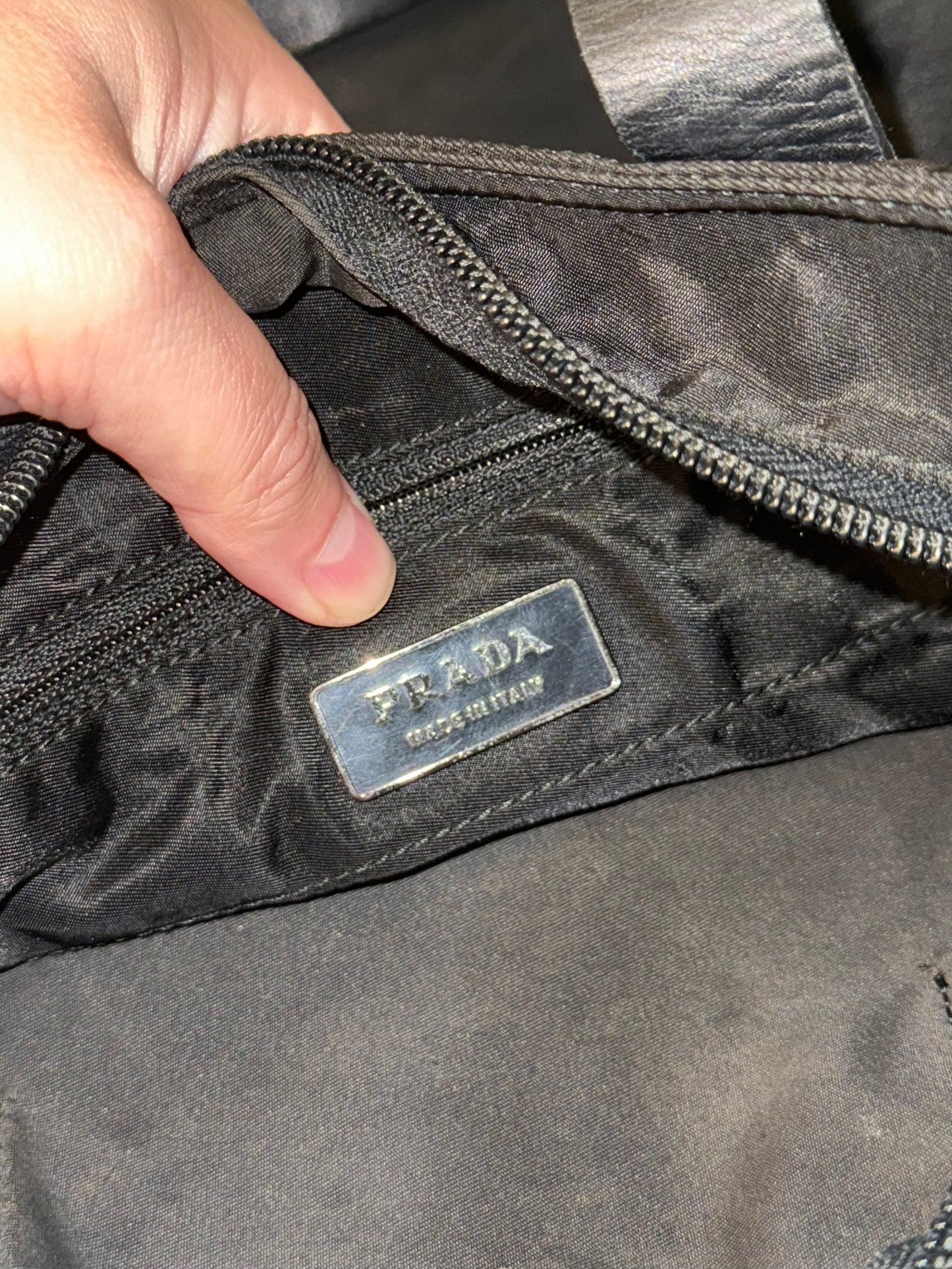 PRADA BLACK NYLON SHOPPER TOTE