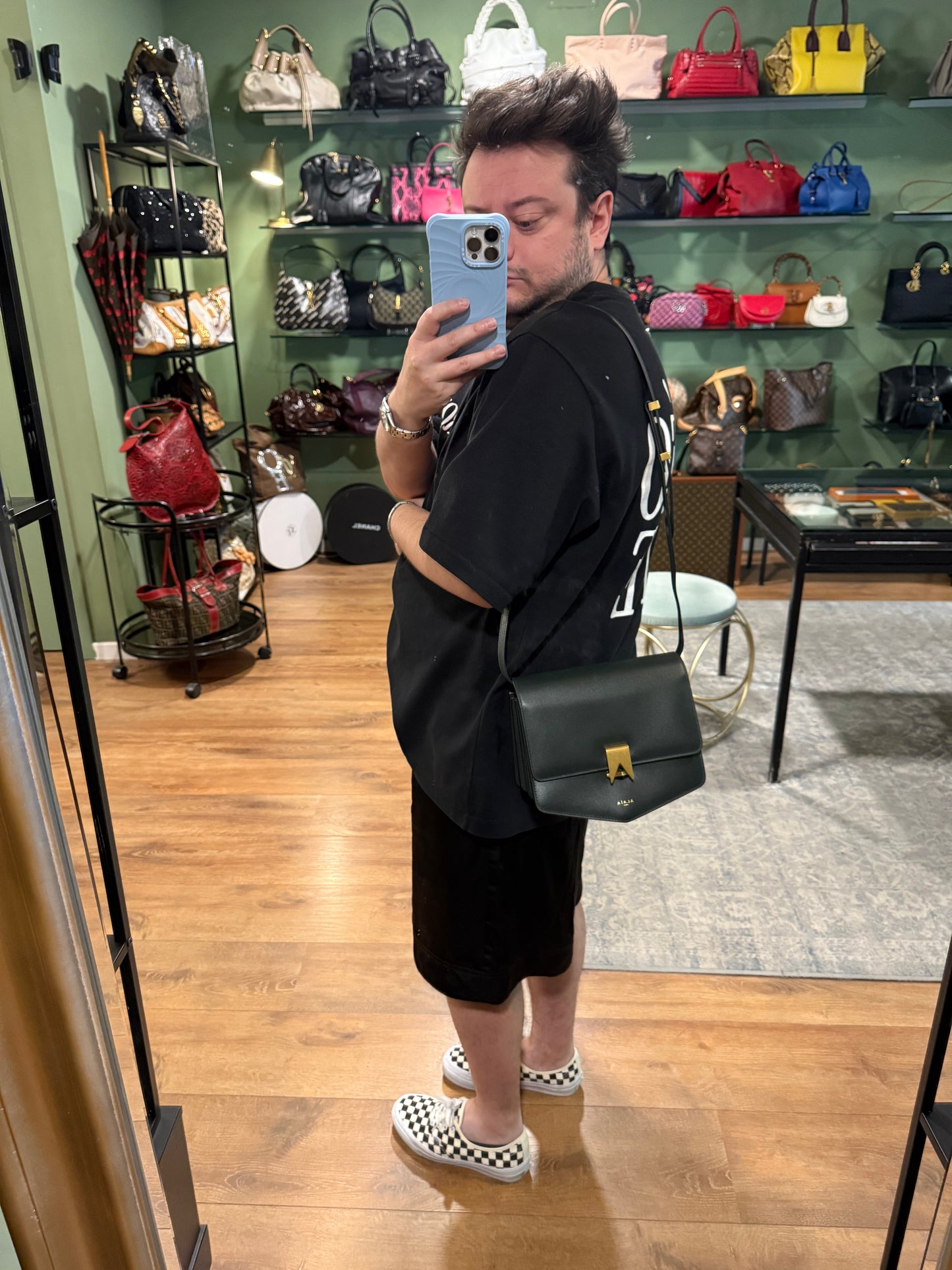 ALAIA GREEN LE PAPA CROSSBODY BAG