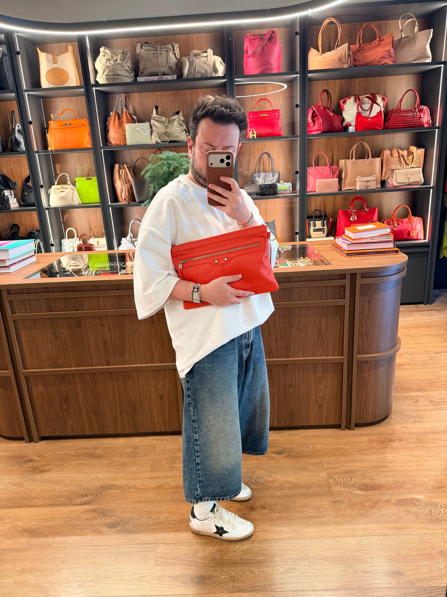 BALENCIAGA ORANGE MEDIUM POCHETTE CLIP