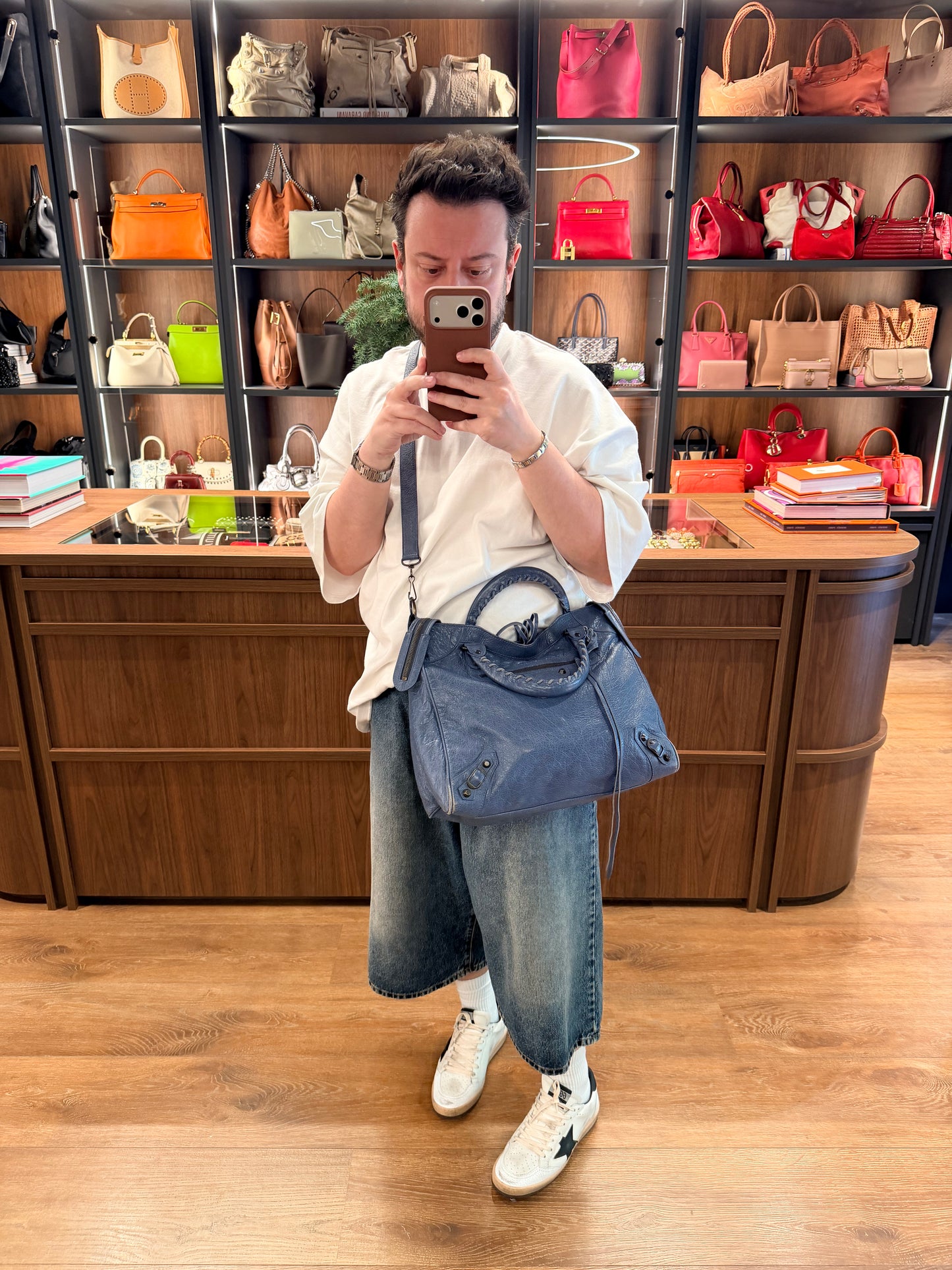 BALENCIAGA BLUE VELO CROSSBODY BAG