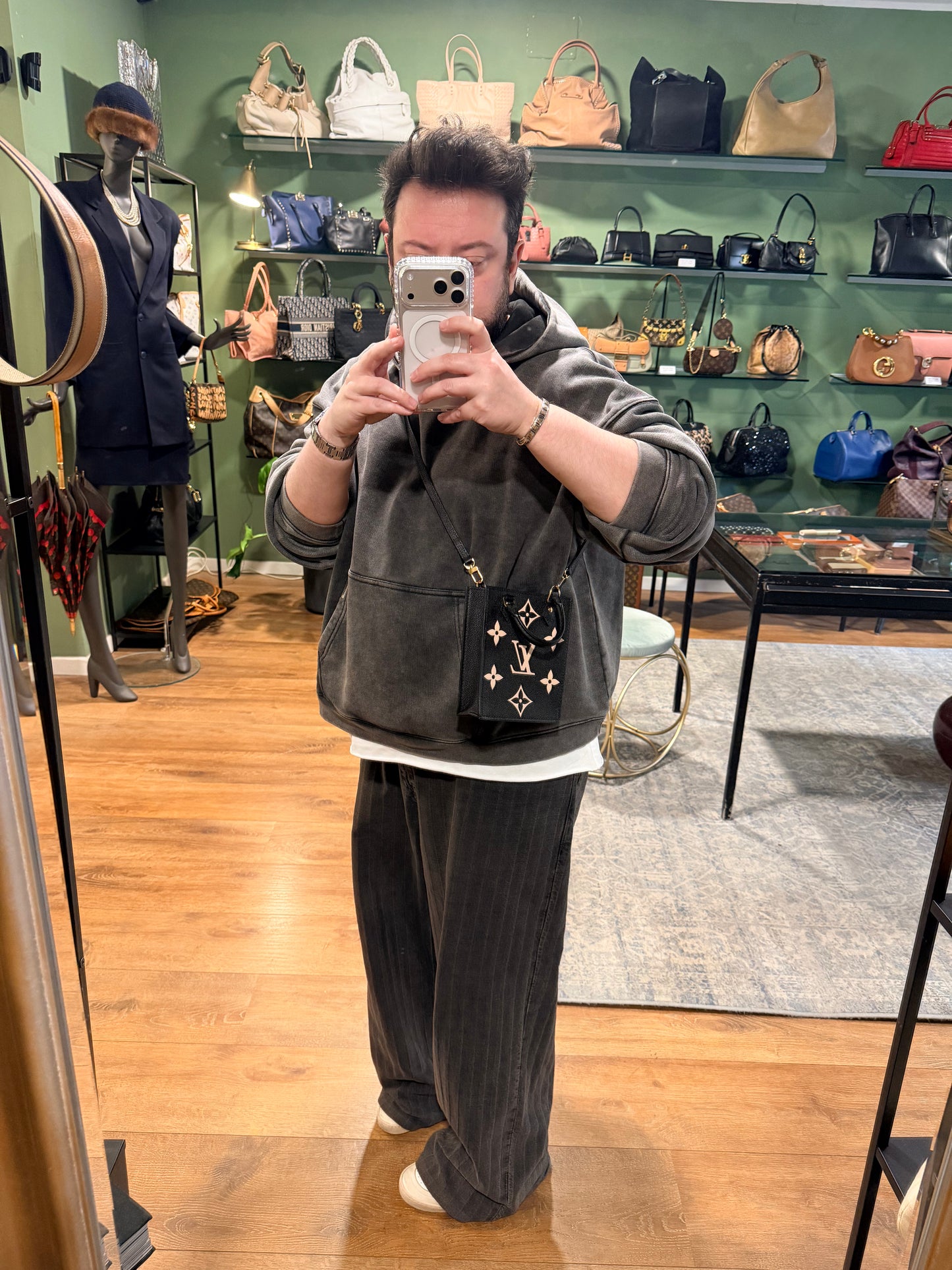 LOUIS VUITTON BLACK EMPREINTE LEATHER PETIT SAC PLAT CROSSBODY BAG