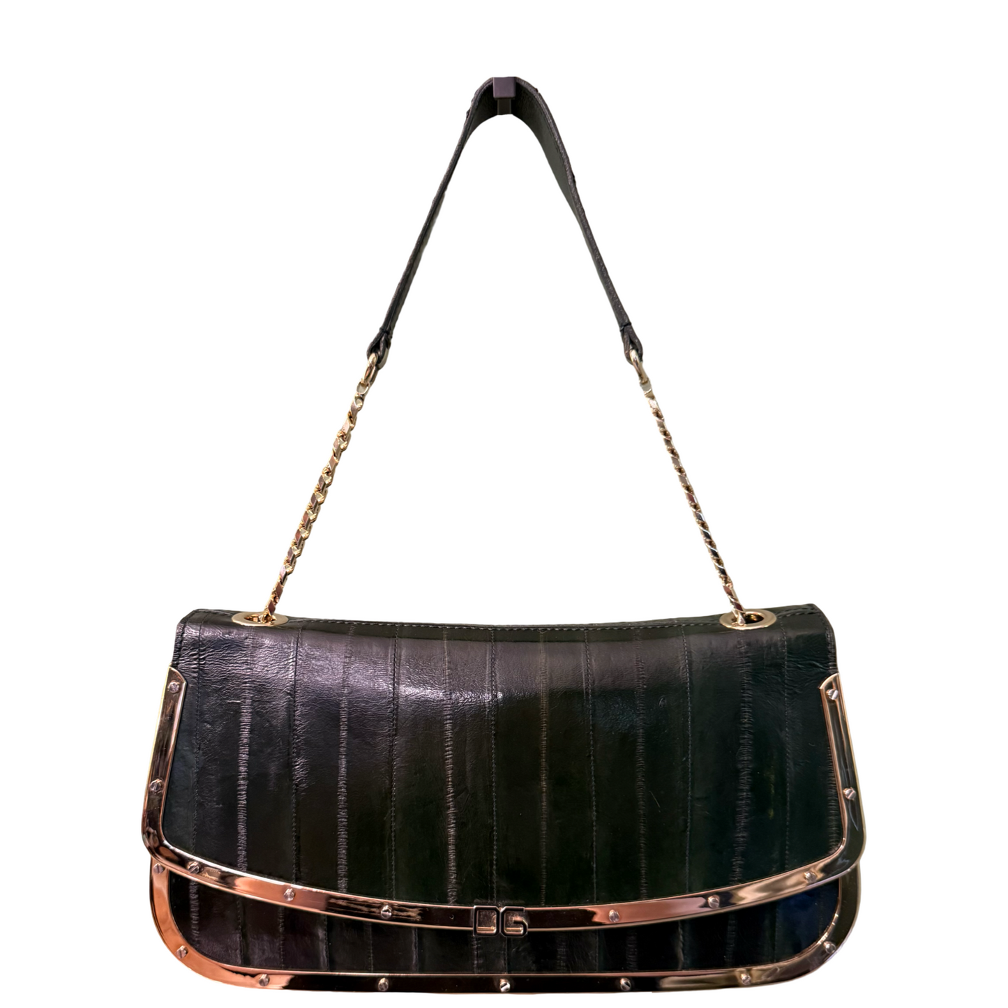DOLCE & GABBANA GREEN EEL SHOULDER BAG
