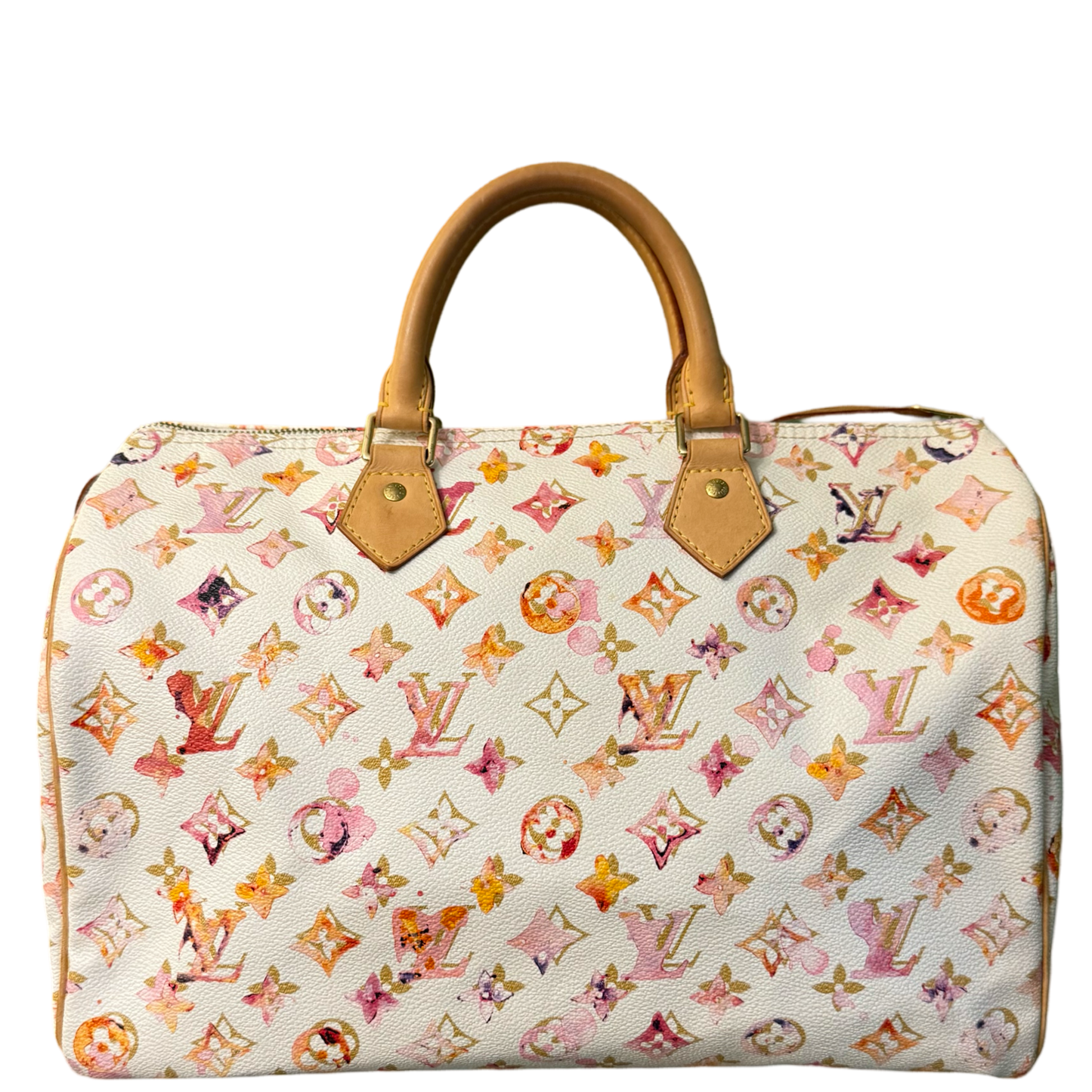 RICHARD PRINCE X LOUIS VUITTON WHITE AQUARELLE SPEEDY 35 BOSTON BAG