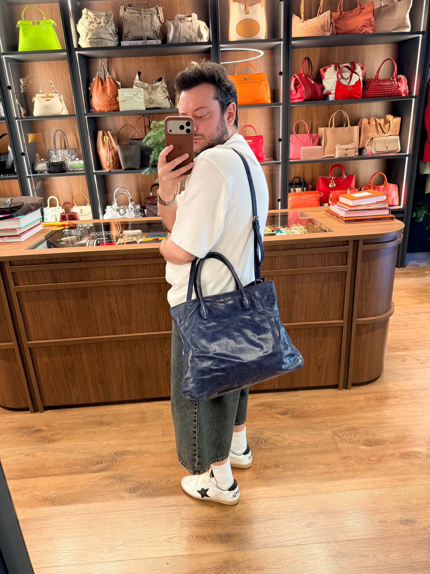 MIU MIU BLUE TWO WAY HANDBAG